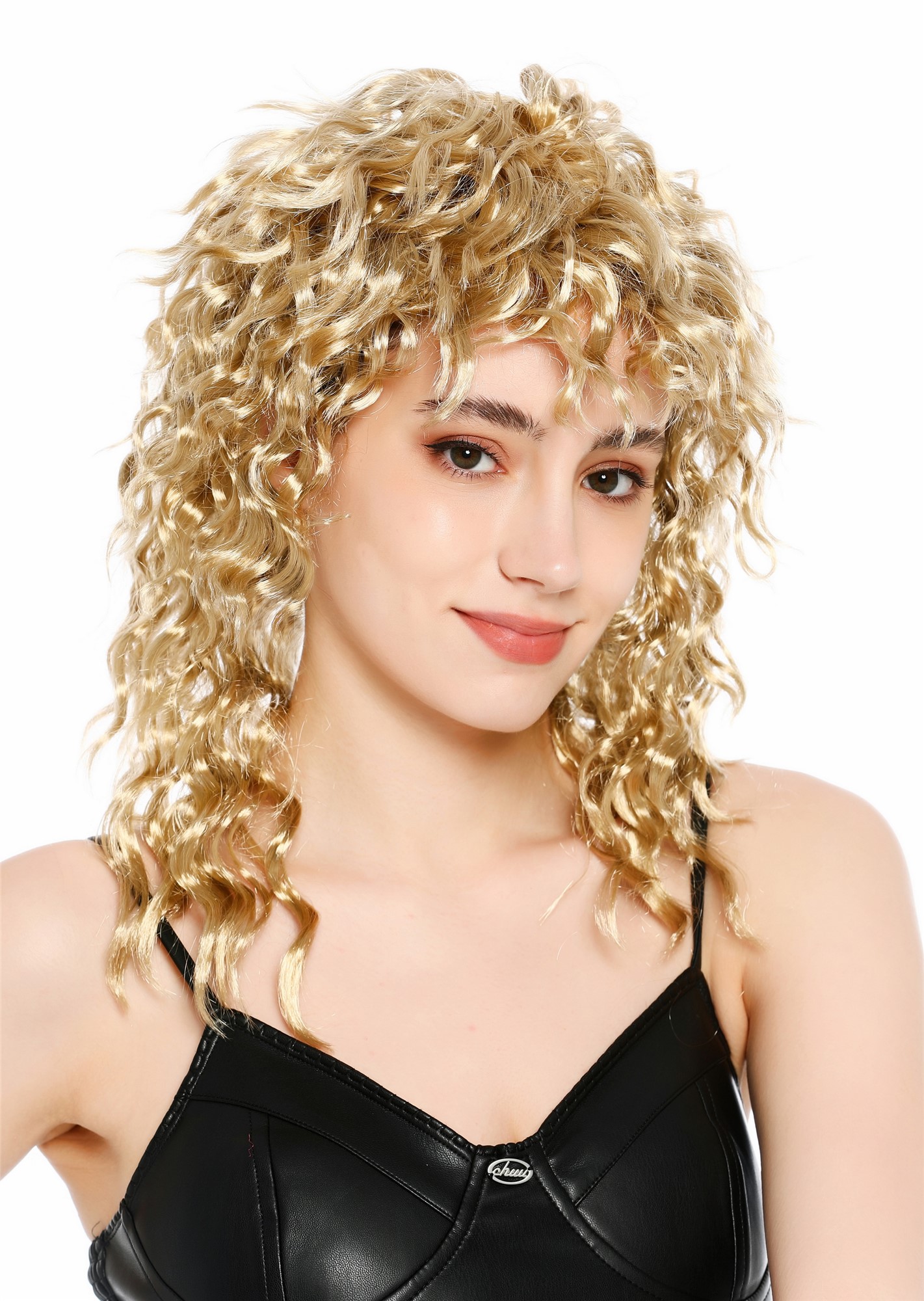lockige Party-Perücke Goldblond-Aschblond-Mix 50 cm lange Perücke für Damen
