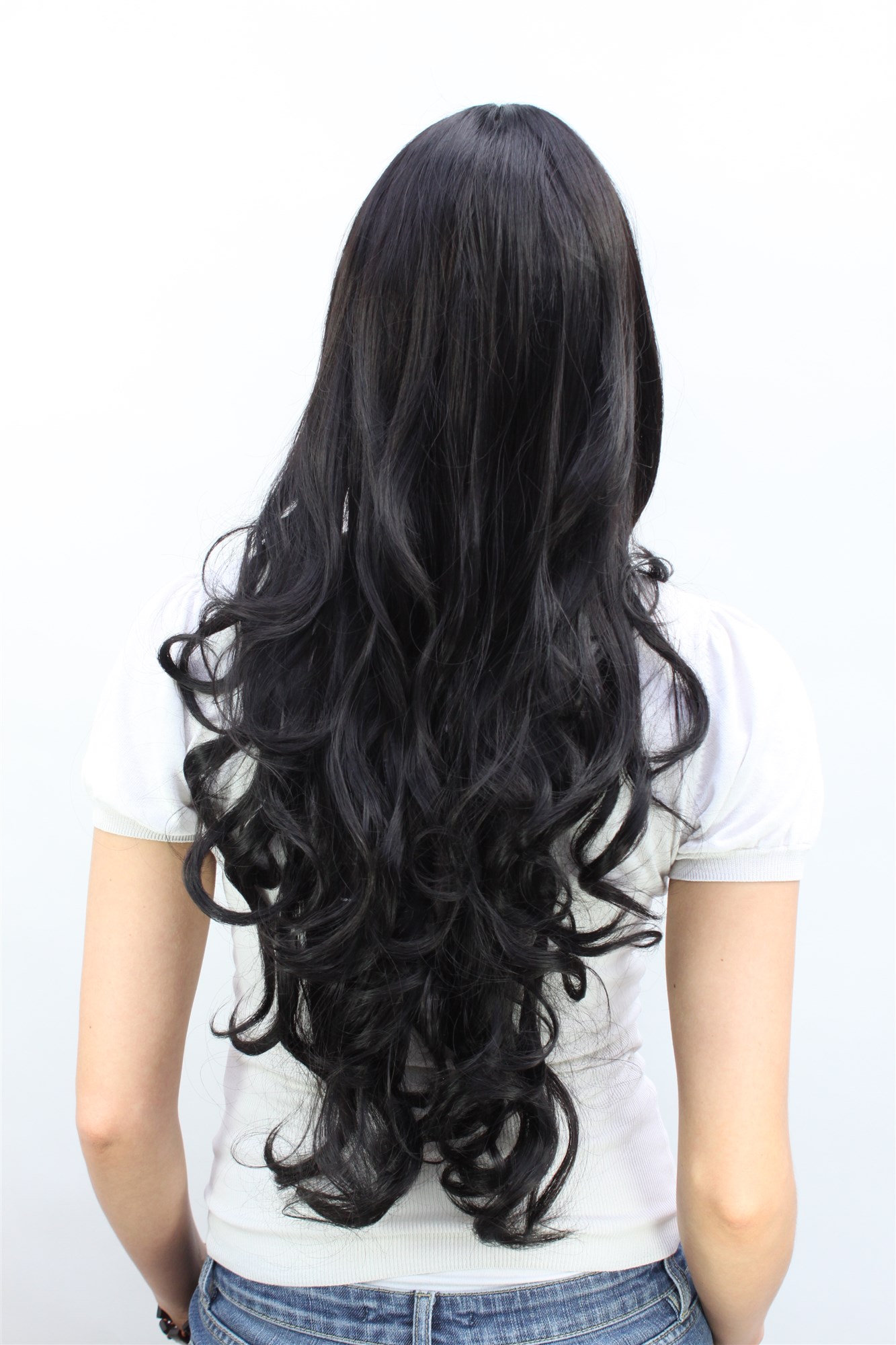 Lady wig very long straight with curled wavy tips bangs fringe off black 3116, view 4, WIG ME UP: Your Perücken Online Shop Quality Wigs, Ladies, black-brown, curled, long