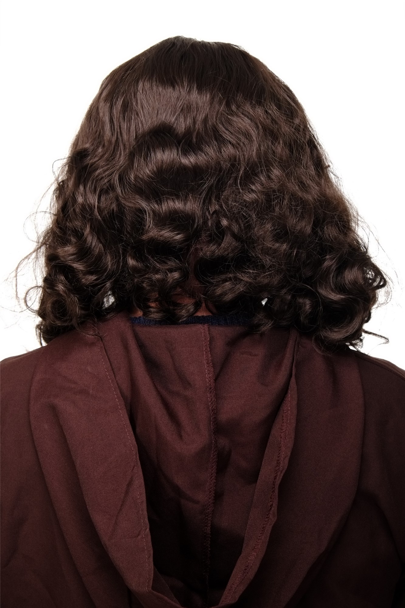 günstige Party Perücke, Perücke + Vollbart Jesus Guru Hipster Braun Modell: WIG005, Ansicht 4, WIG ME UP: Ihr Perücken Online Shop wellige Party Perücke Braun schulterlange Haare für Herren