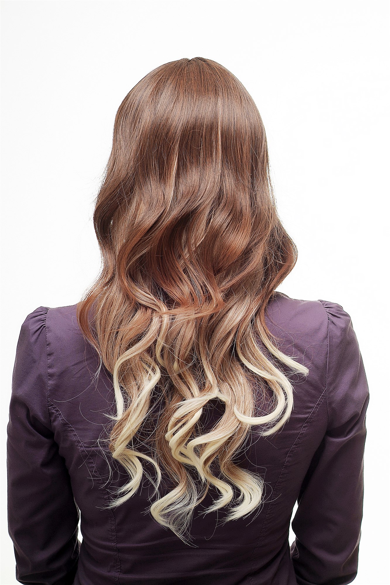 hochwertige Qualitätsperücken, Perücke Ombre Vierfarbig Braun Hellblond SA060-30T613-H6T30, Ansicht 4, WIG ME UP: Ihr Perücken Online Shop wellige Tressen-Perücke mit Kopfhaut-Imitat Braun-Blond-Mix lange Haare für Damen