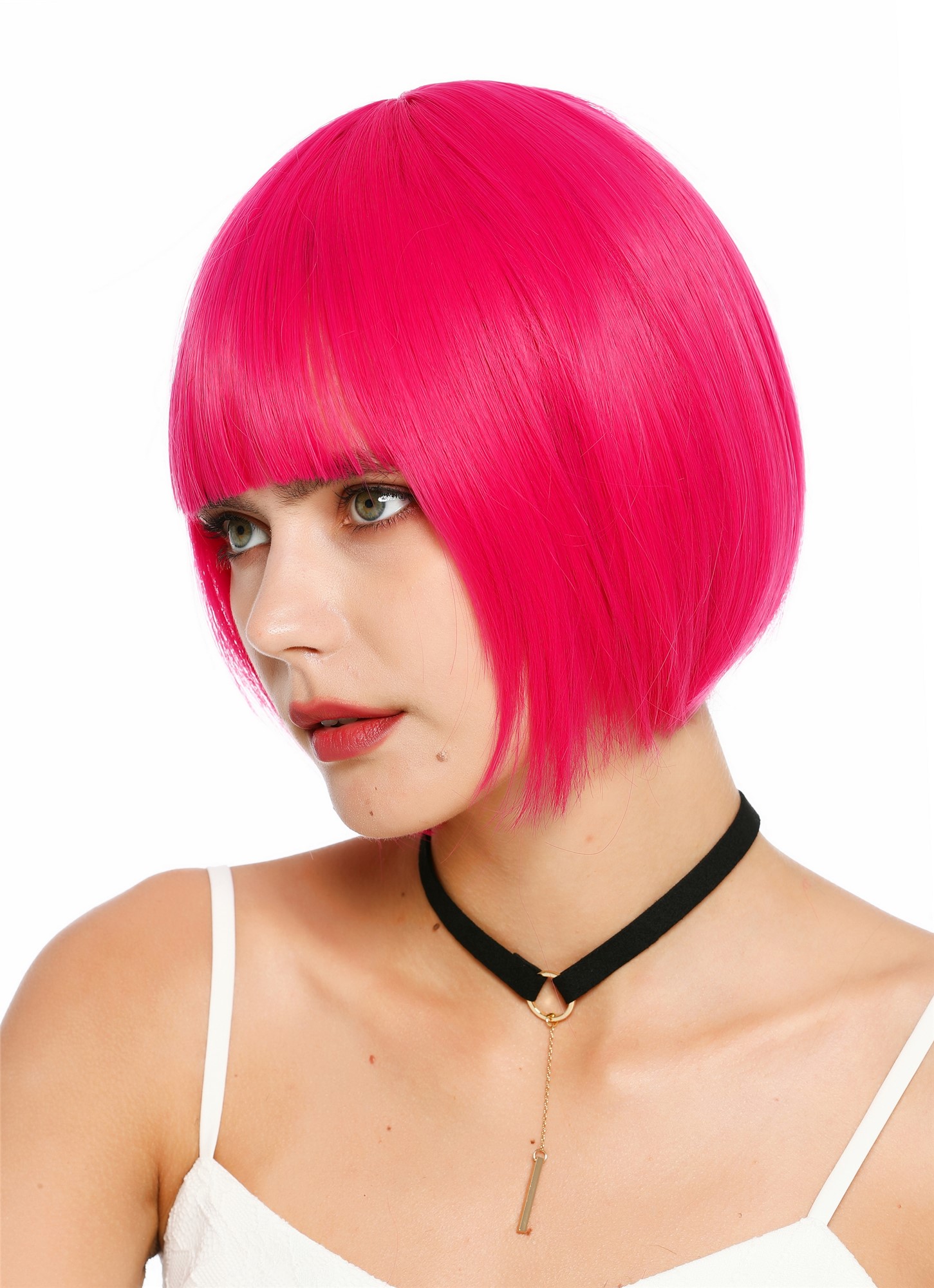 Damenperücke kurz Bob Pony glatt pink rosa SZL0751-DHT2356