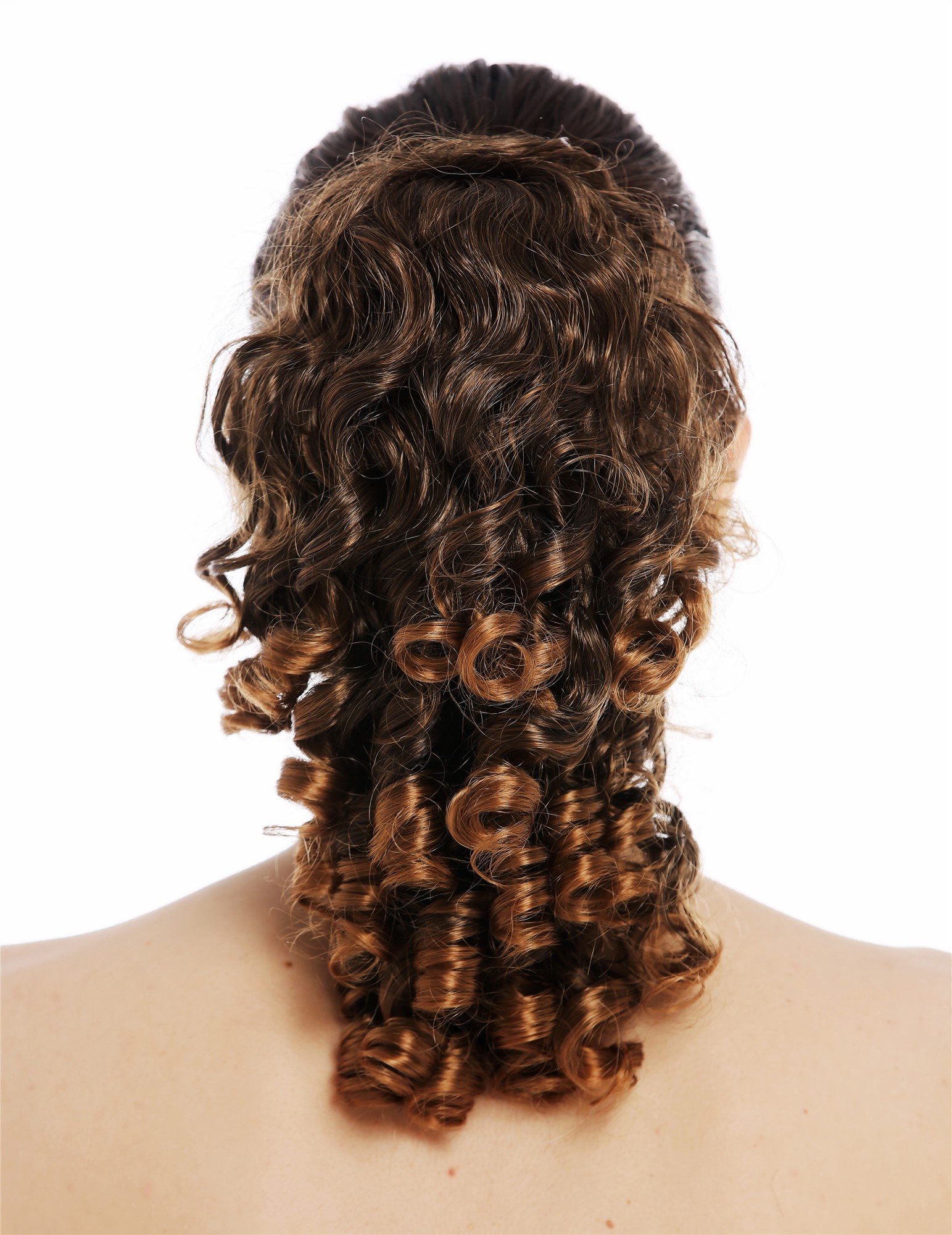 Hairpiece ponytail voluminous curled ringlets dark brown blond highlights SC-31 , view 2, WIG ME UP: Your Perücken Online Shop Ponytails, brown-blonde mix, curled, short