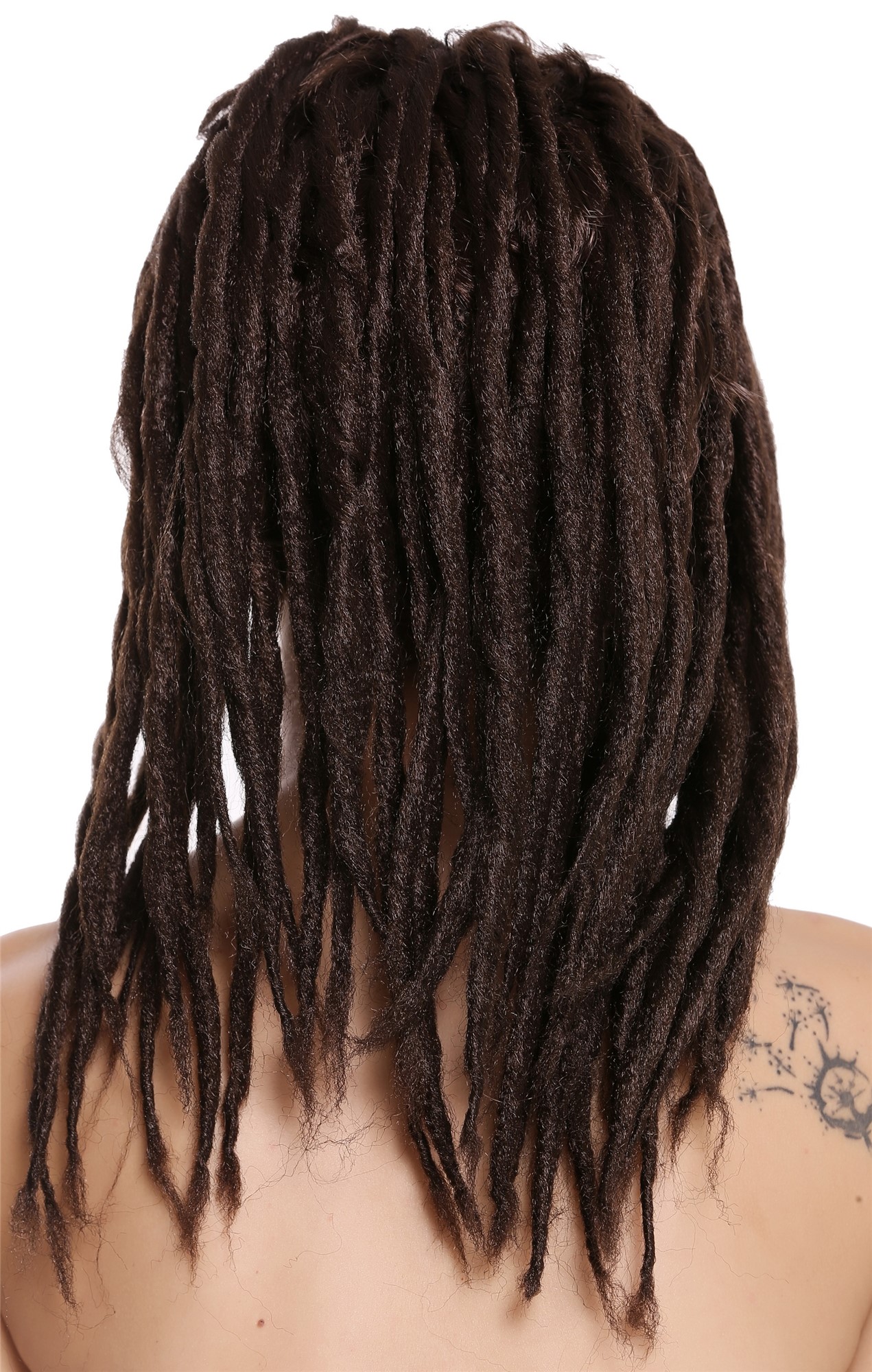 günstige Party Perücke, Perücke Dreadlocks Rasta Dreads Braun 90674-ZA4, Ansicht 4, WIG ME UP: Ihr Perücken Online Shop lockige Party Perücke Braun schulterlange Haare Unisex