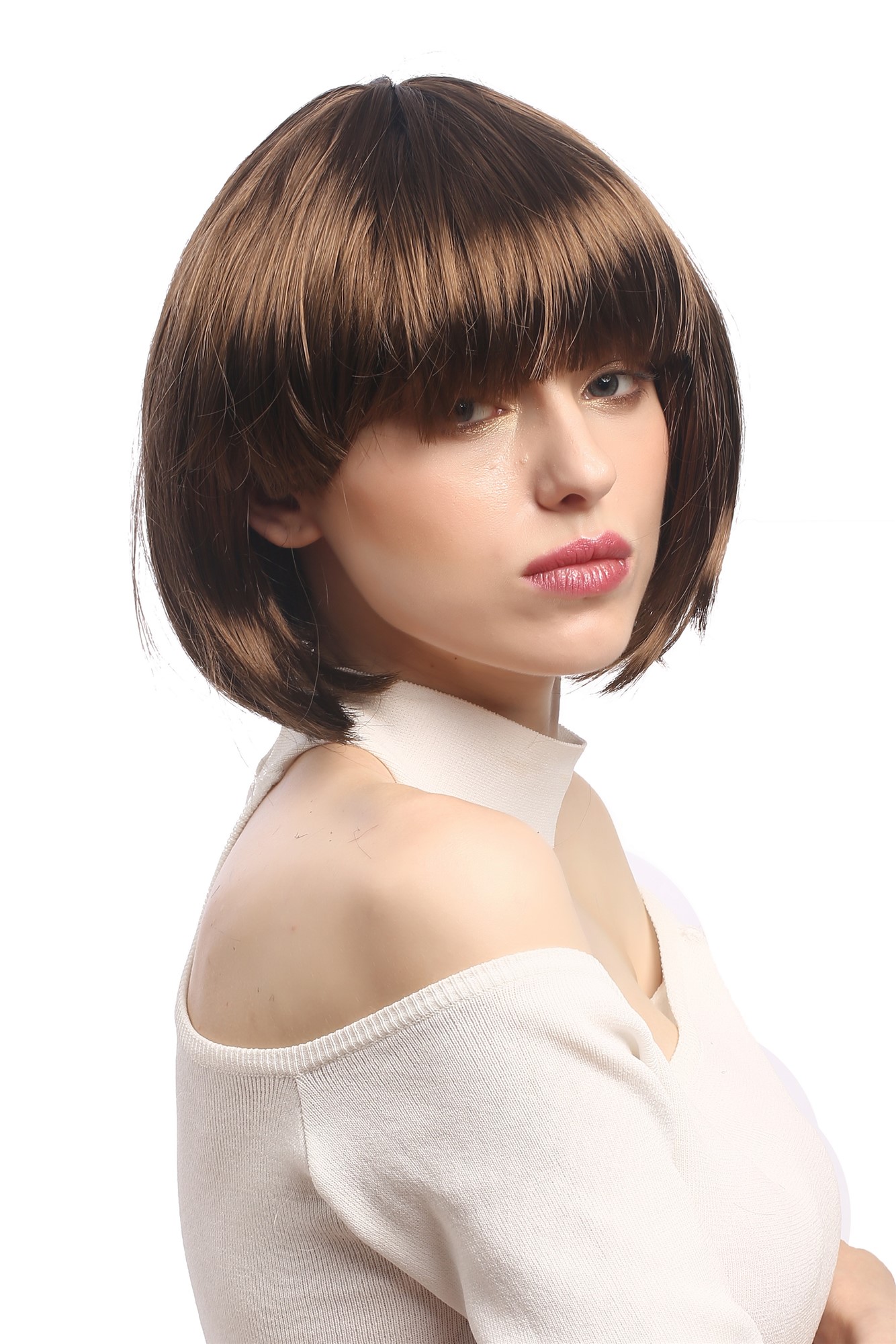 Party Wig, Ladies, medium brown, straight, short