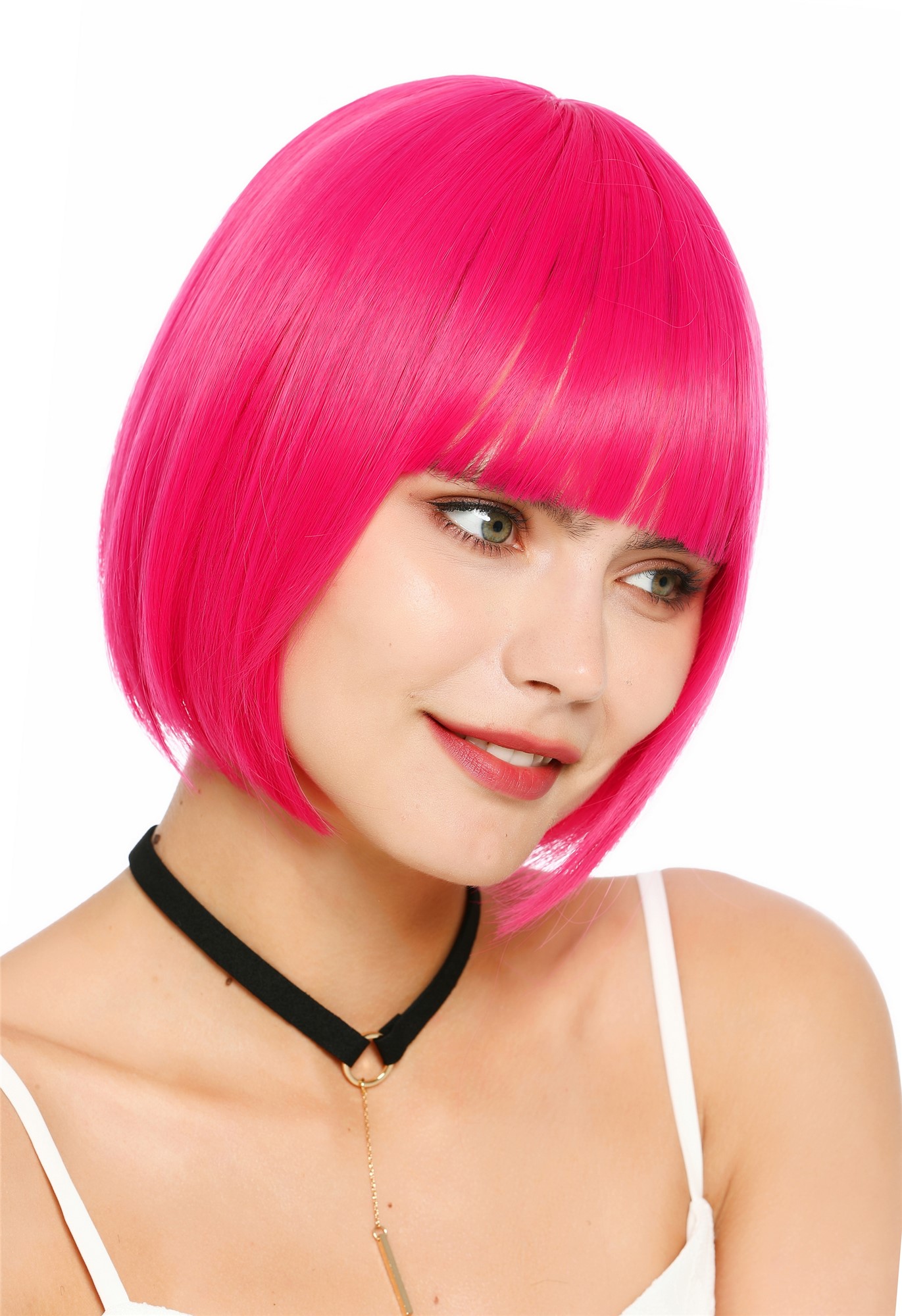 Damenperücke kurz Bob Pony glatt pink rosa SZL0751-DHT2356