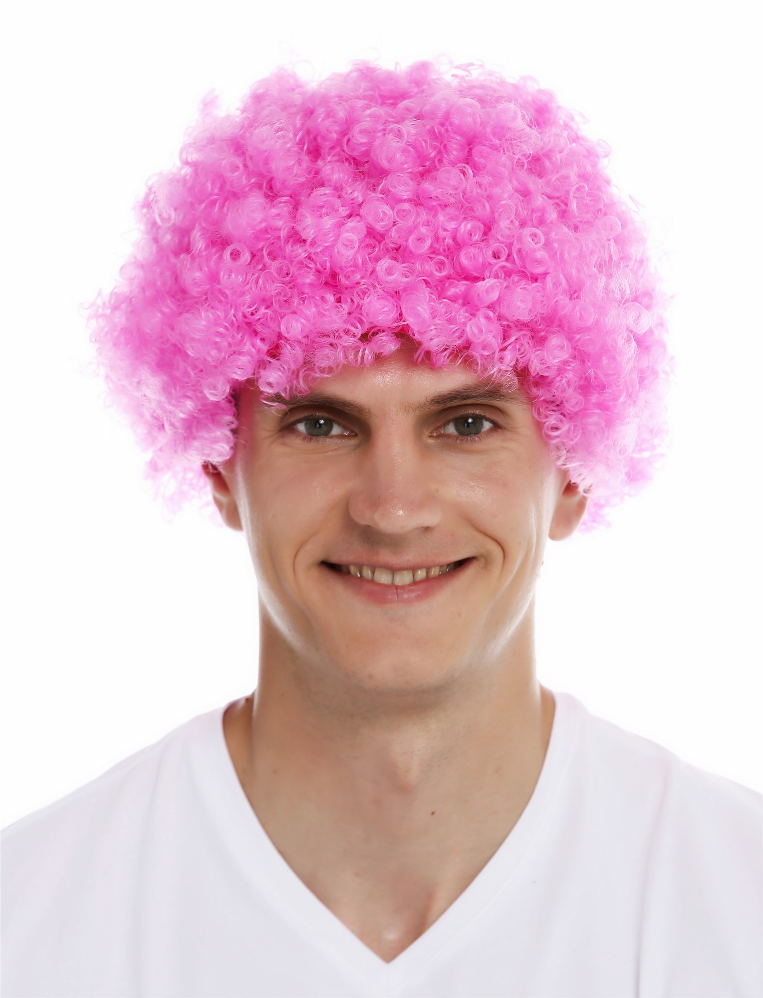 lockige Party Perücke Pink kurze Haare Unisex