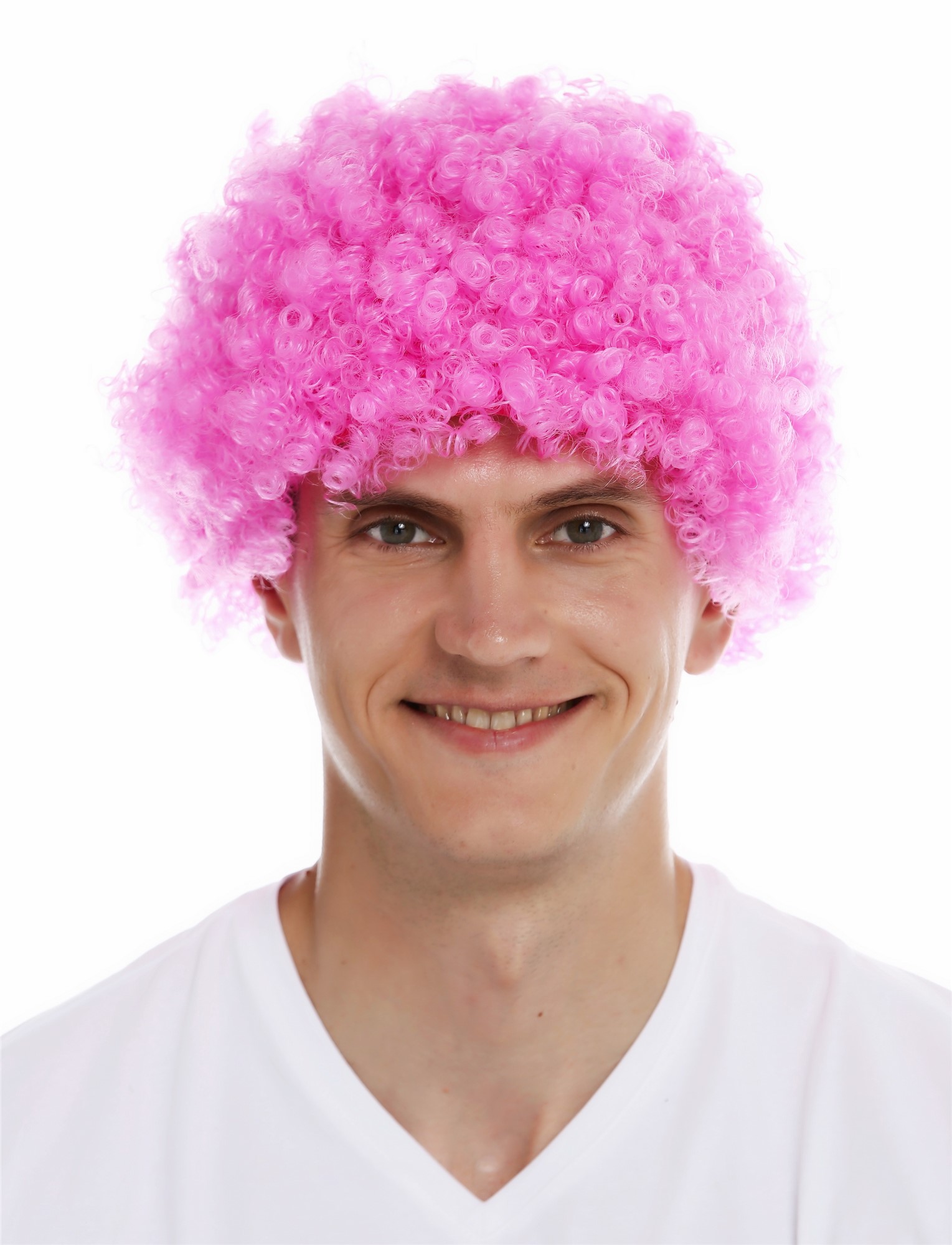 günstige Party Perücke, Perücke kraus Afro Locken Rosa Pink MMAM-9M-K1156T, Ansicht 2, WIG ME UP: Ihr Perücken Online Shop lockige Party Perücke Pink kurze Haare Unisex