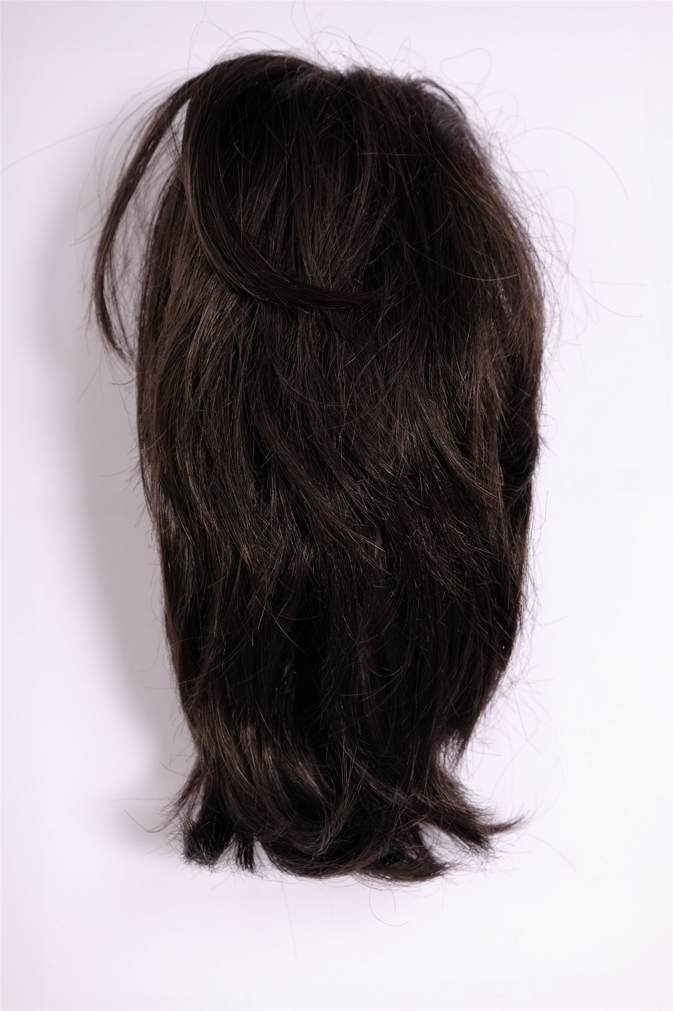 Ponytails, dark brown, straight, short