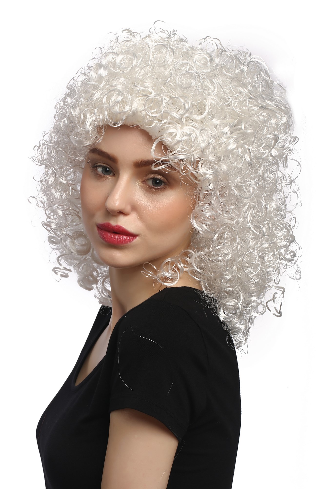 günstige Party Perücke, Perücke Weiß Locken Engel Renaissance 90828-ZA62, Ansicht 3, WIG ME UP: Ihr Perücken Online Shop lockige Party Perücke Weiß schulterlange Haare für Damen