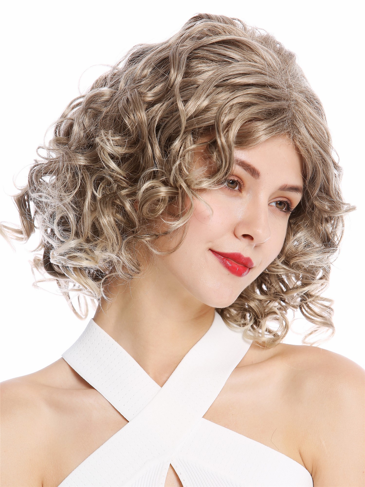 hochwertige Qualitätsperücken, Perücke schulterlang Locken Scheitel Blond Braun Aschblond GFW2128-18T22, Ansicht 2, WIG ME UP: Ihr Perücken Online Shop lockige Tressen-Perücke Braun-Blond-Mix schulterlange Haare für Damen