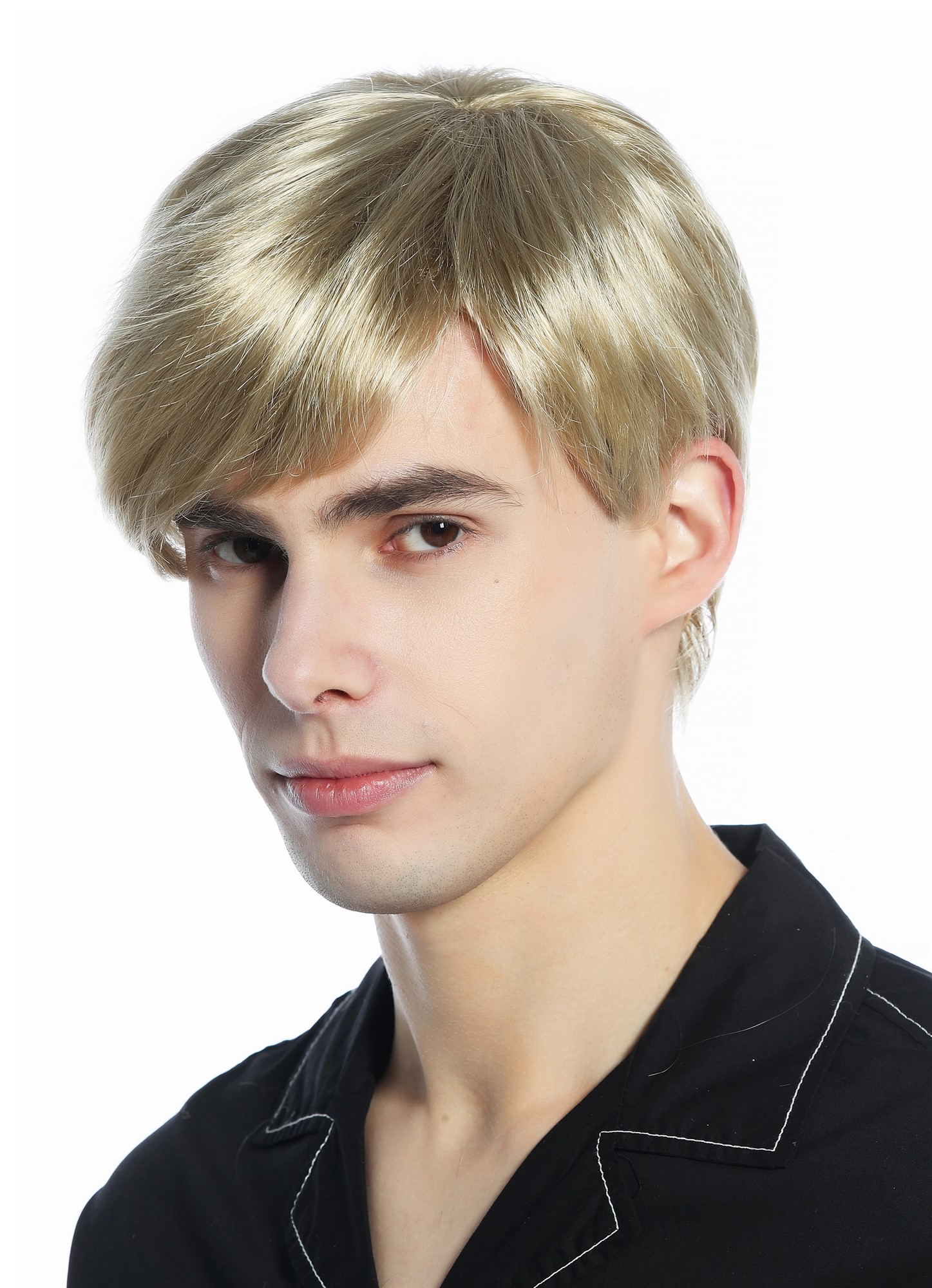 hochwertige Qualitätsperücken, Perücke Herren kurz glatt gescheitelt Scheitel Aschblond M230-24, Ansicht 2, WIG ME UP: Ihr Perücken Online Shop glatte Tressen-Perücke Aschblond kurze Haare für Herren