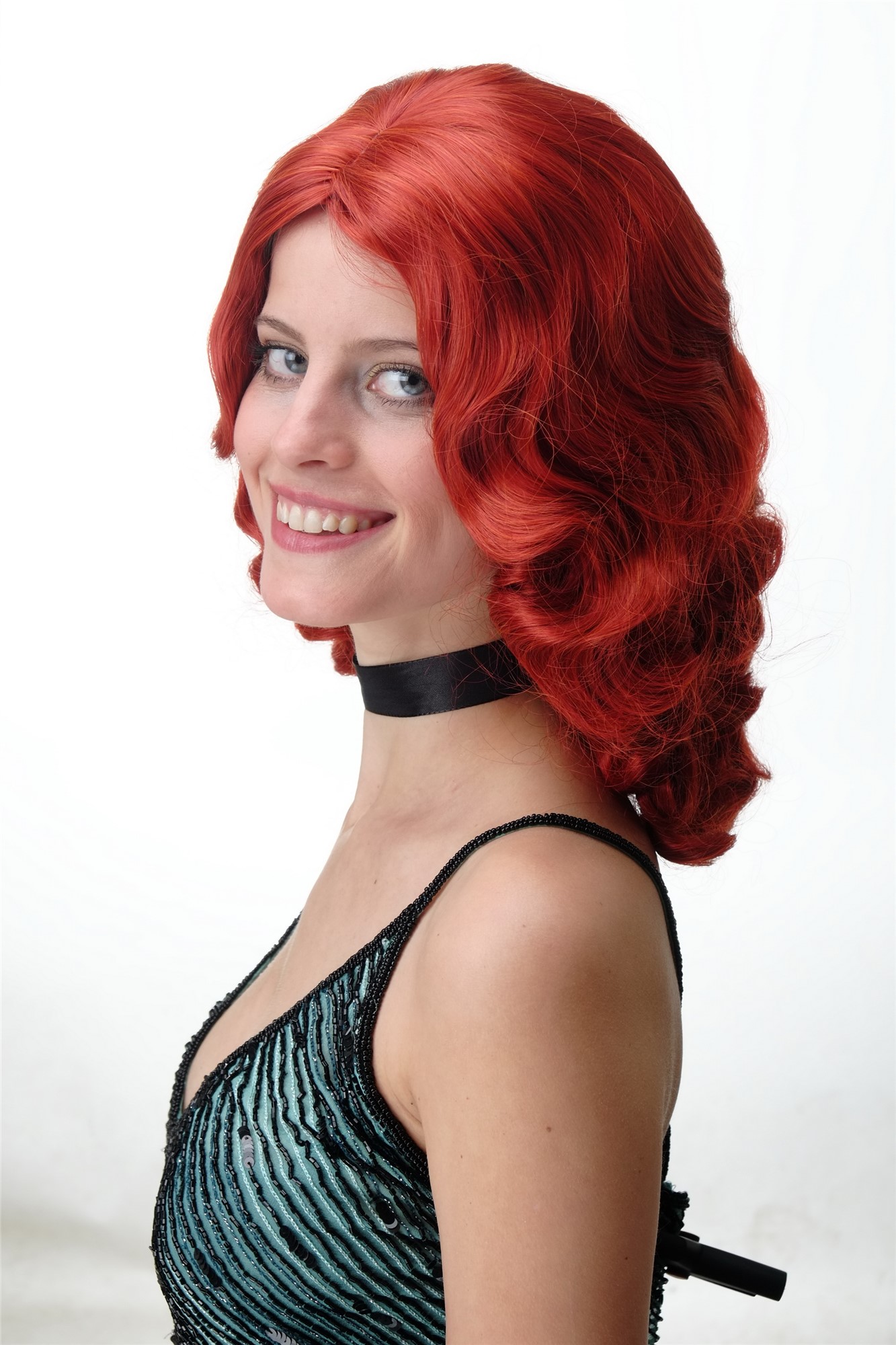 Quality Wigs, Ladies, fire red, wavy, shoulder-length