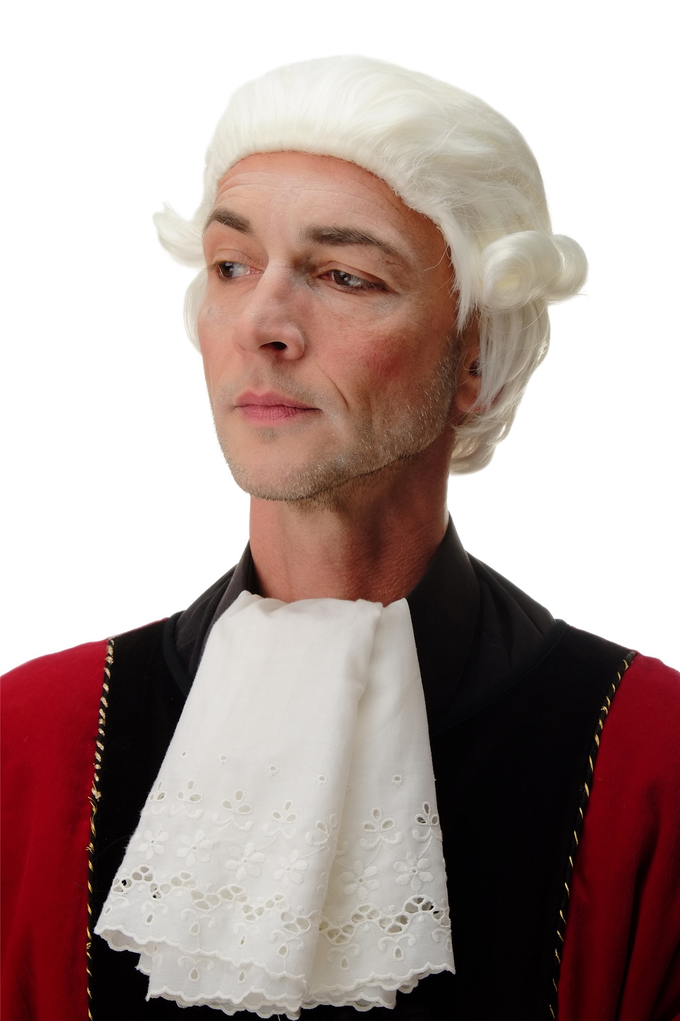 Lady Man Party Wig Baroque Noble Lord Countess short curls white blond PT0027, front view, WIG ME UP: Your Perücken Online Shop Party Wig, Unisex, Blonde, curled, short