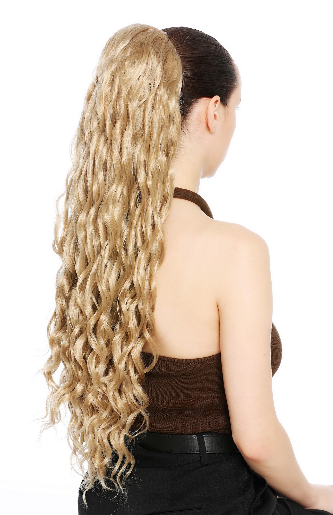 Zopf Pferdeschwanz Steckkämme voluminös stark gewellt 70cm lang Blond N1557A-16