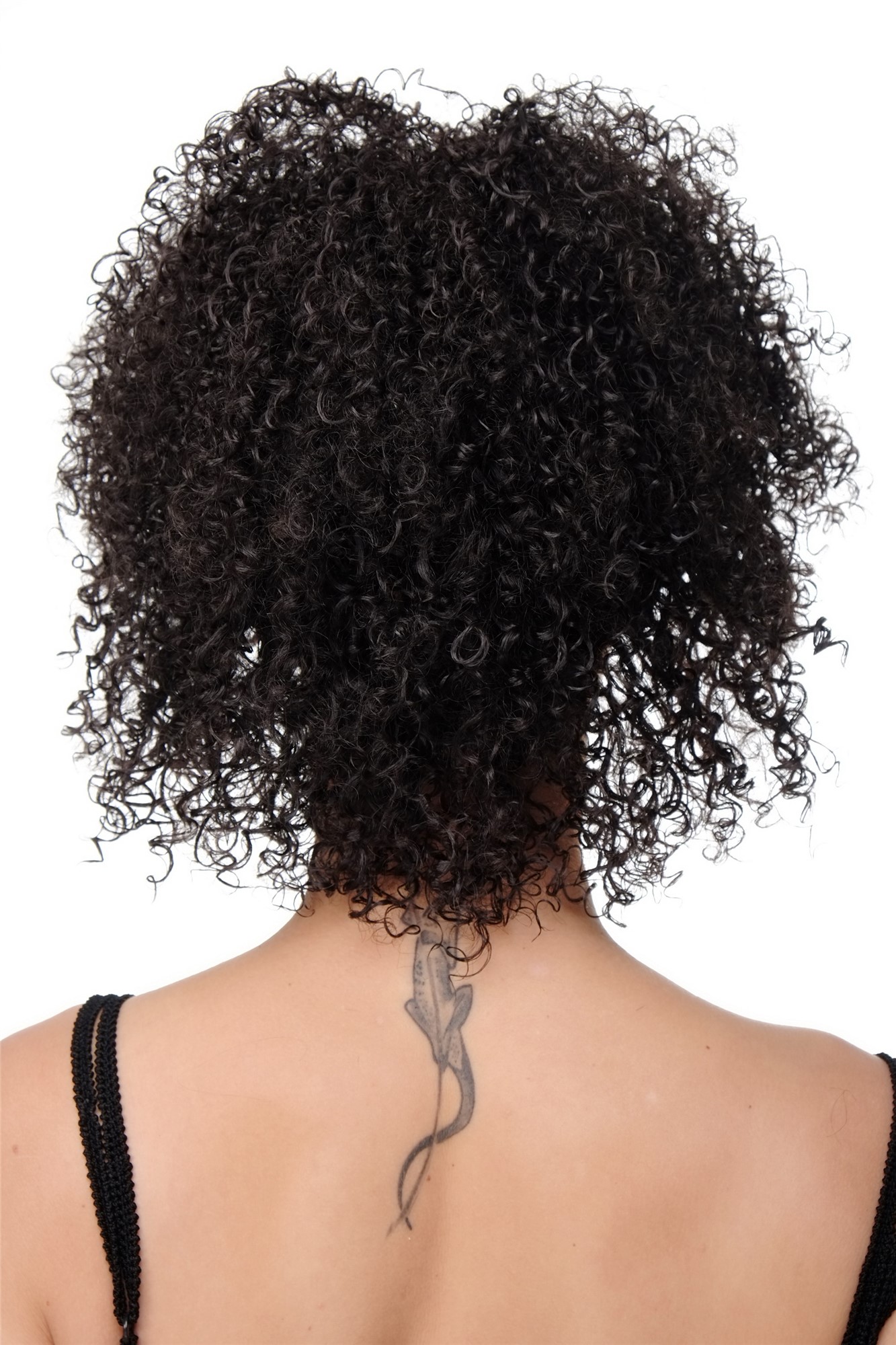 hochwertige Qualitätsperücken, Damenperücke Afro Kraus Gelockt Dunkelbraun Modell: SALAM-C, Ansicht 4, WIG ME UP: Ihr Perücken Online Shop lockige Tressen-Perücke Braun kurze Haare für Damen