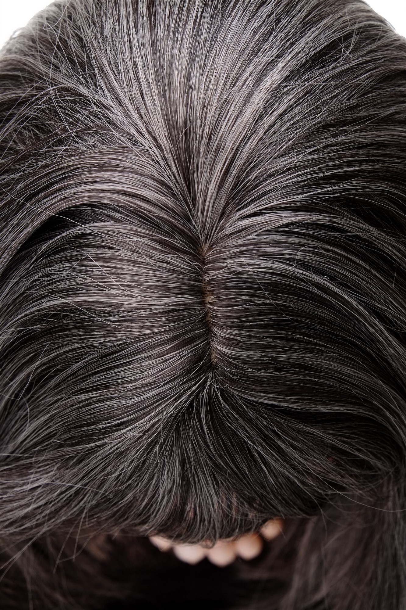 Lady wig medium length fringe parted side straight layered dark grey gray 3003, view 5, WIG ME UP: Your Perücken Online Shop Quality Wigs, Ladies, dark brown-gray mix, straight, long