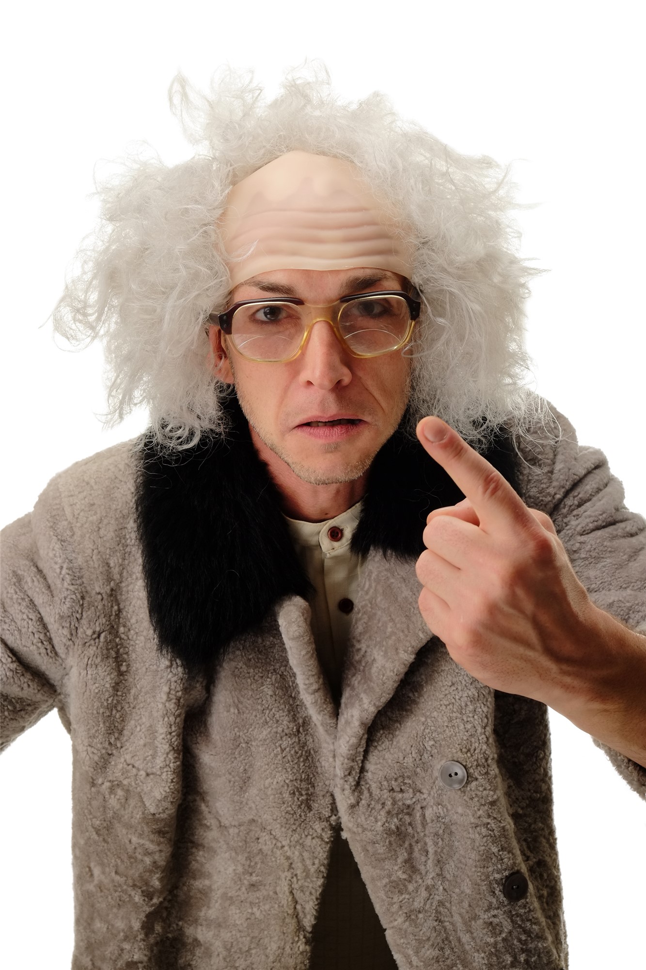 Wig crazy old half bald white grey gray wild Igor Einstein Frankenstein Grandpa , front view, WIG ME UP: Your Perücken Online Shop Party Wig, Men, Grey, wavy, short