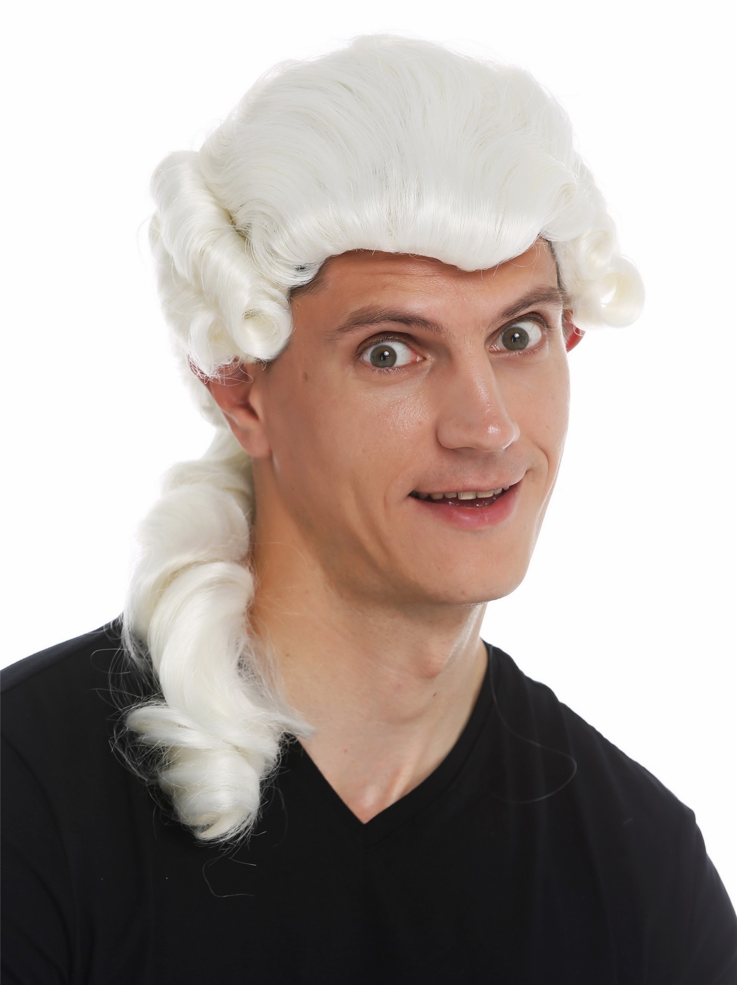 hochwertige Qualitätsperücken, Perücke Barock Edelmann Zopf Weiß VK-31-1001, Ansicht 5, WIG ME UP: Ihr Perücken Online Shop wellige Tressen-Perücke Blütenweiß lange Haare für Herren