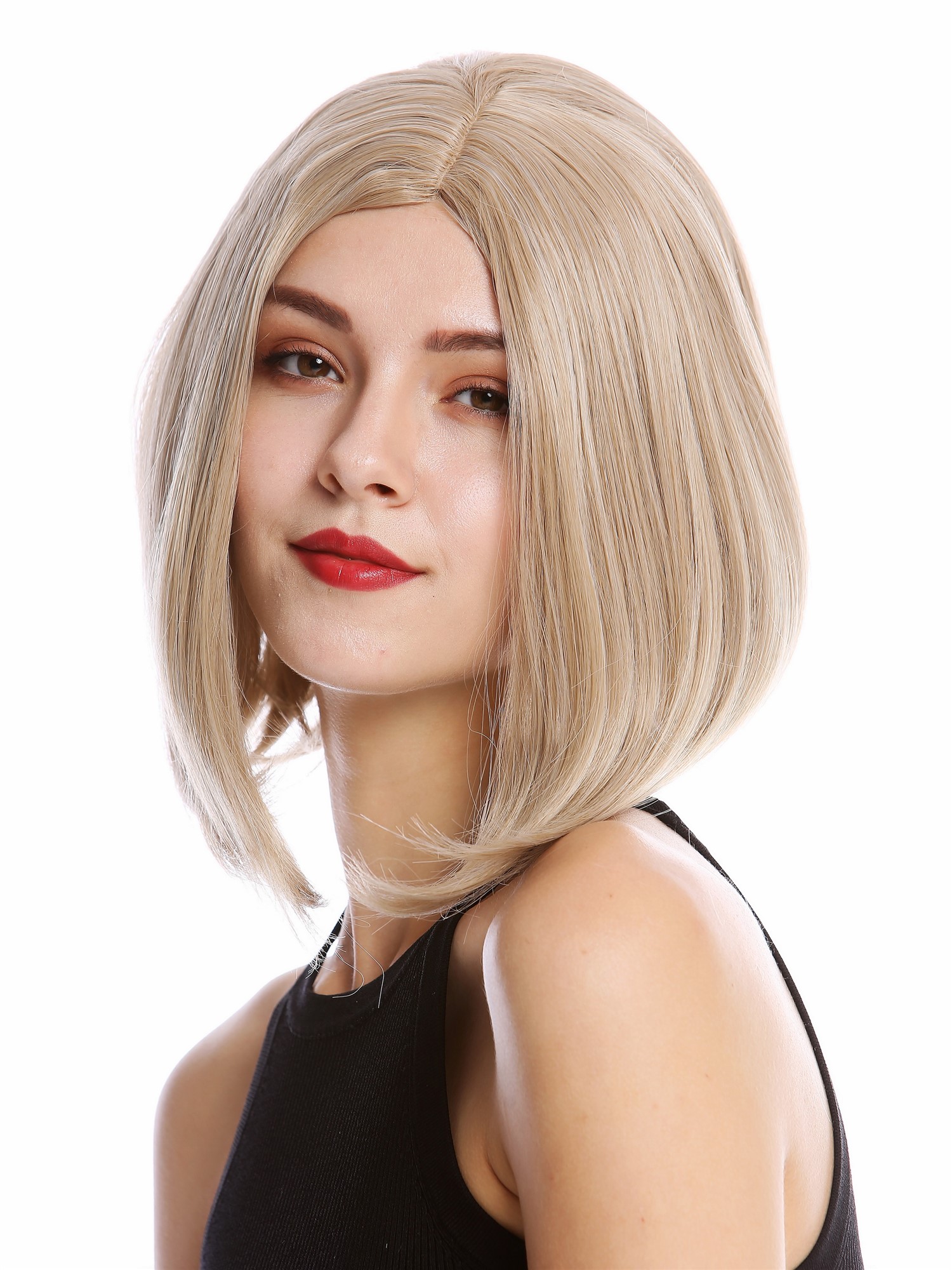 hochwertige Qualitätsperücken, Perücke kurz Longbob Mittelscheitel glatte Haare Blond Mix YZF-4370-16/26/silver, Vorderansicht, WIG ME UP: Ihr Perücken Online Shop glatte Tressen-Perücke mit Kopfhaut-Imitat Blond-Mix schulterlange Haare für Damen