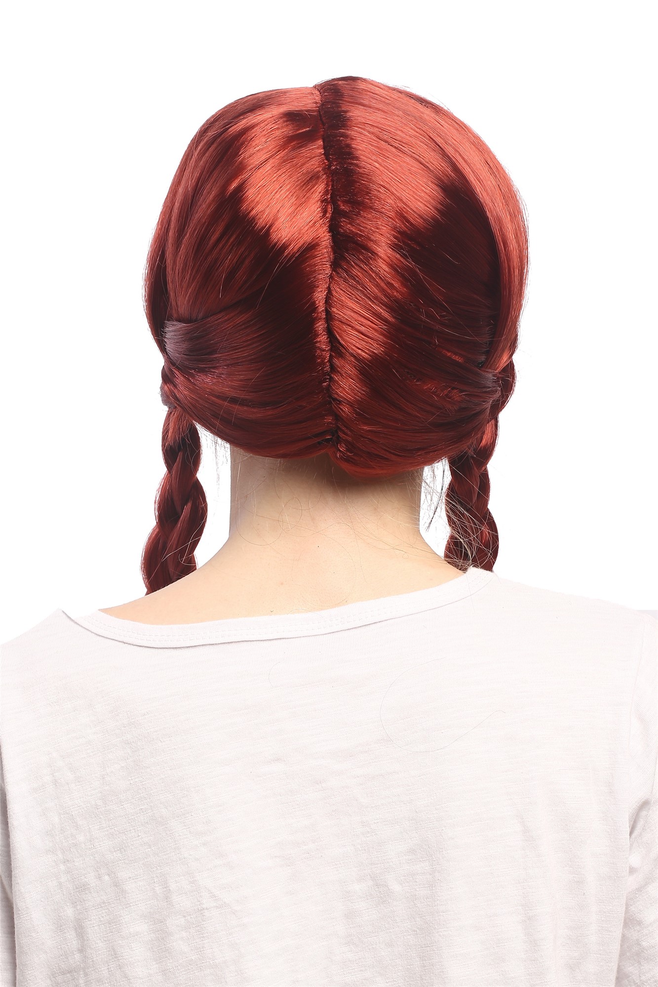 Lady Party Wig Halloween long braided pigtails middle parting copper red WG-7039, view 4, WIG ME UP: Your Perücken Online Shop Party Wig, Ladies, Red, Braided, long