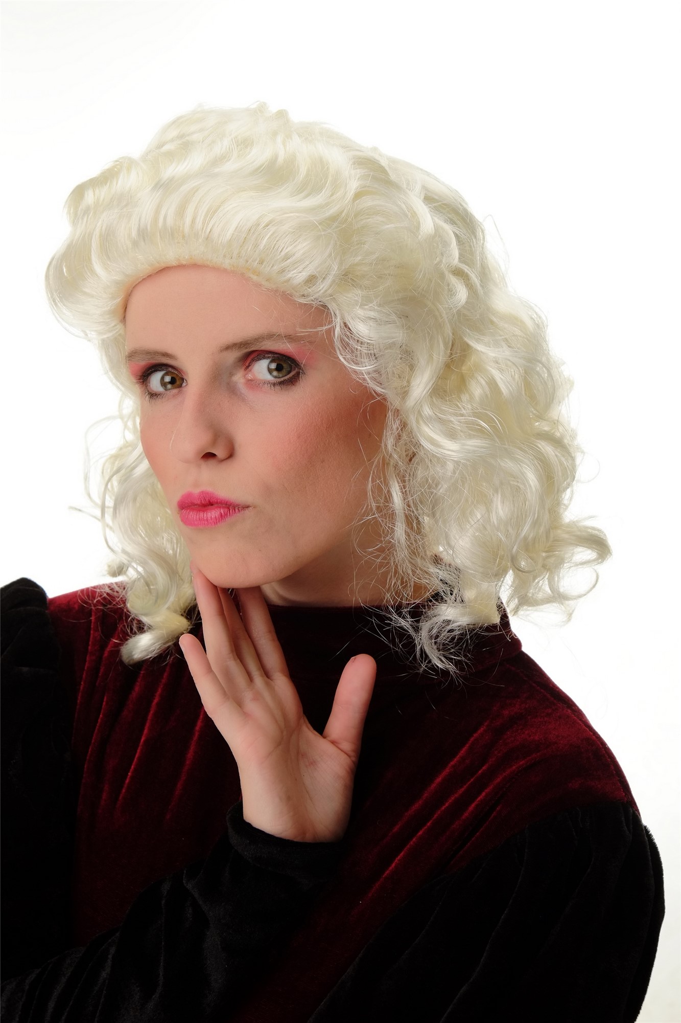 günstige Party Perücke, Perücke Locken Tolle Hellblond Biedermeier PT0033-P613, Vorderansicht, WIG ME UP: Ihr Perücken Online Shop lockige Party Perücke Blond schulterlange Haare für Damen