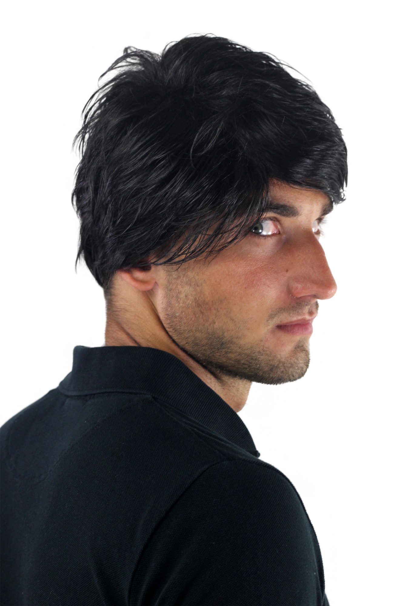 Quality Wigs, Men, black-brown, straight, short