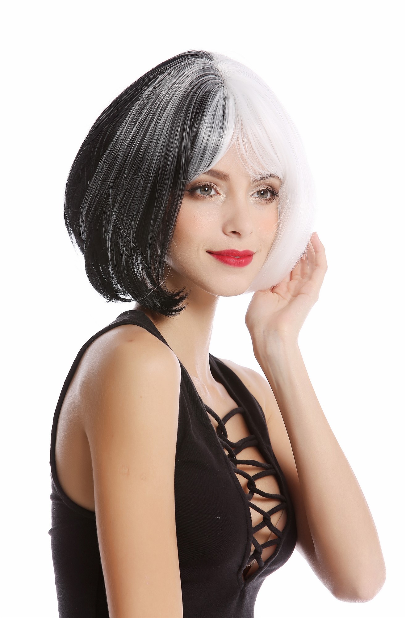 Quality Wigs, Ladies, white-black mix, straight, short