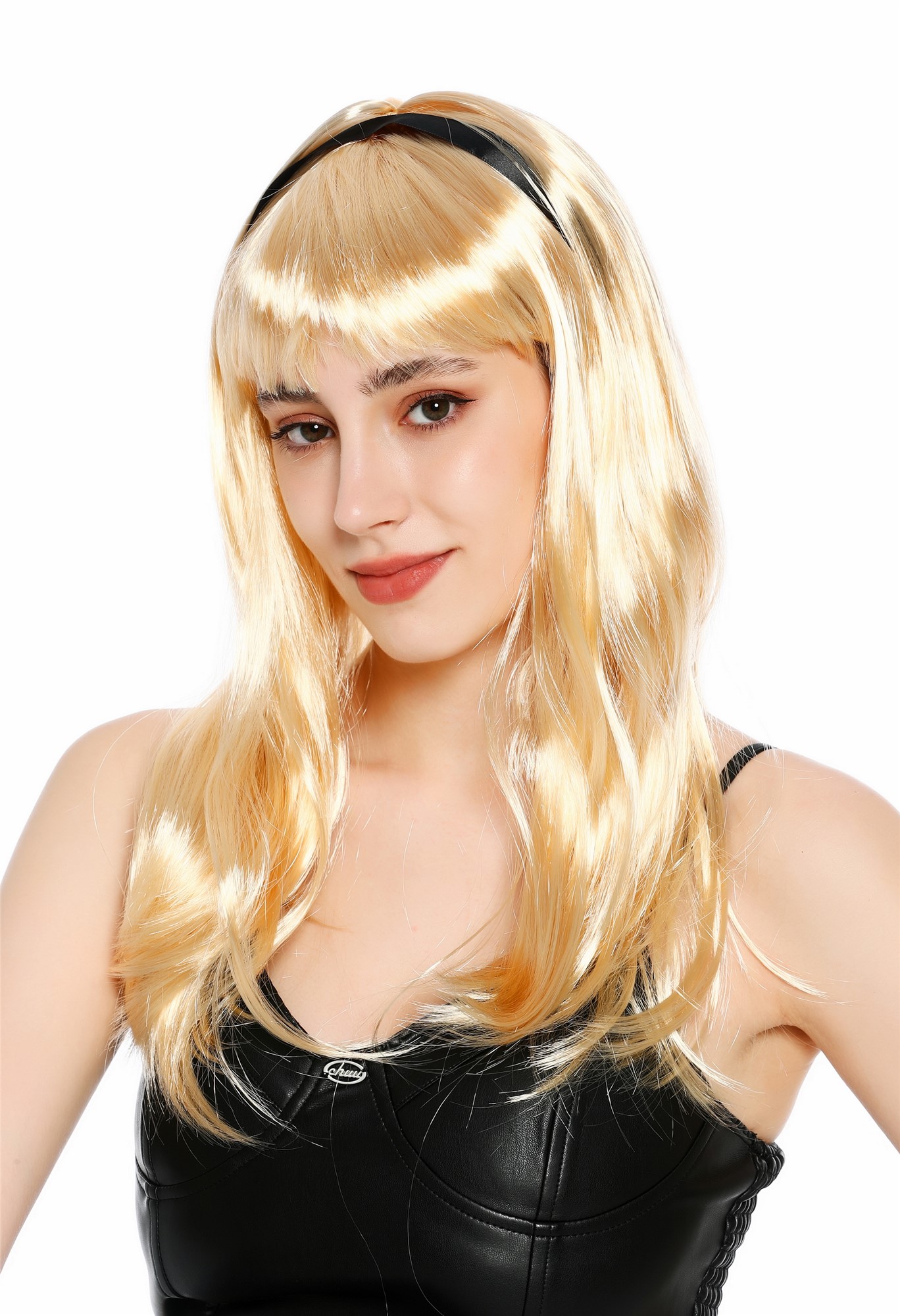 glatte Party-Perücke Hellblond 55 cm lange Perücke für Damen