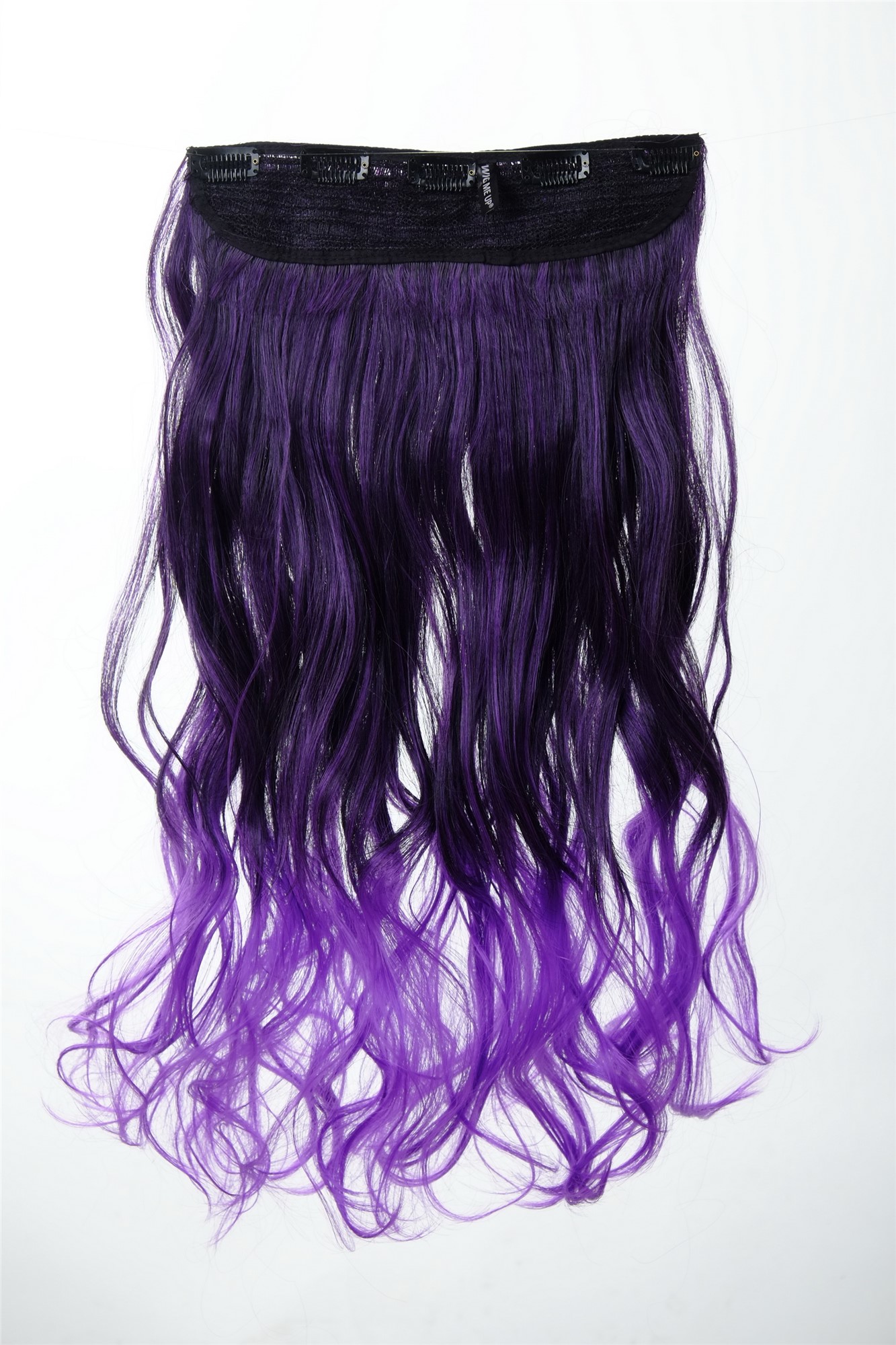 5 Clip-In Extension lockig Ombre Lila Schwarz-Neonviolett-Mix YZF-3180P-1BTT3533, Ansicht 2, WIG ME UP: Ihr Perücken Online Shop lockige Halbperücke Samtschwarz-Neonviolett-Mix 50 cm lang