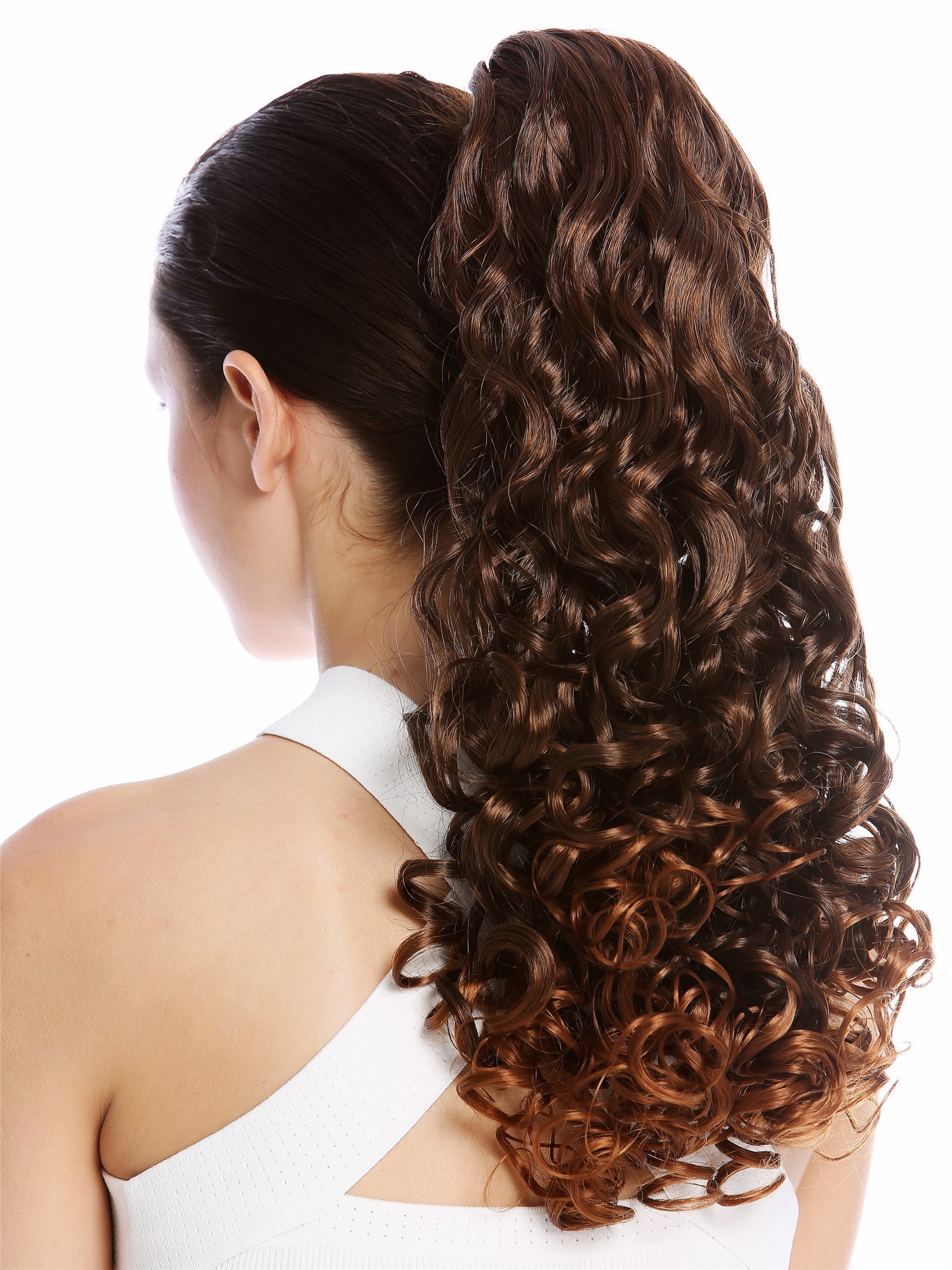 Ponytail Hairpiece very long voluminous curled curls chestnut brown mix 19AXL, view 2, WIG ME UP: Your Perücken Online Shop Ponytails, brown mix, curled, long