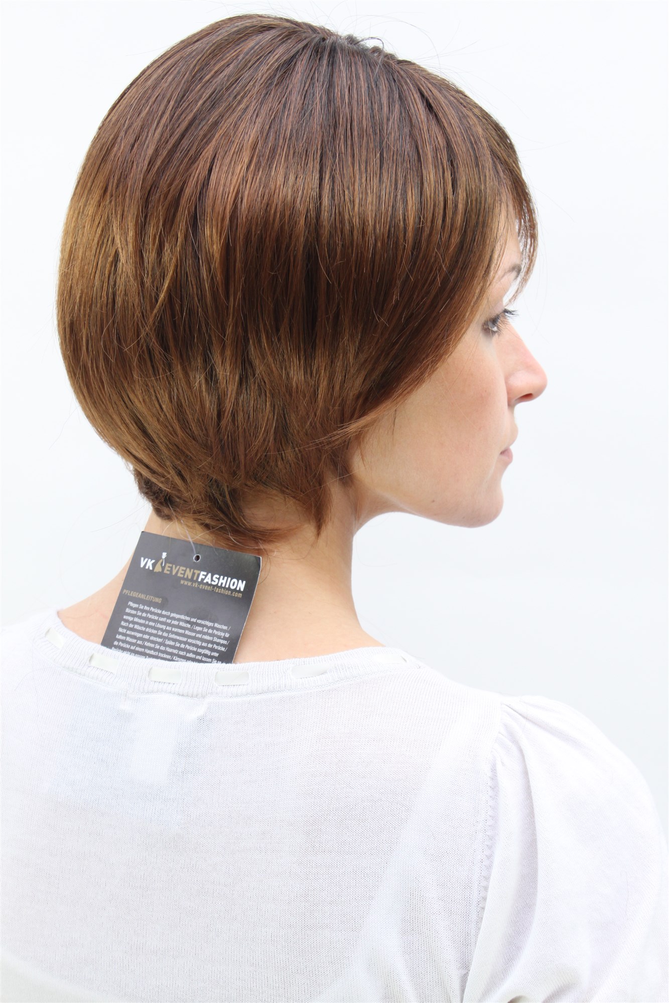 hochwertige Qualitätsperücken, Frauen Perücke glatt kurz Seitenscheitel Braun-Mix 6082-2T30, Ansicht 3, WIG ME UP: Ihr Perücken Online Shop glatte Tressen-Perücke mit Kopfhaut-Imitat Braun-Mix kurze Haare für Damen