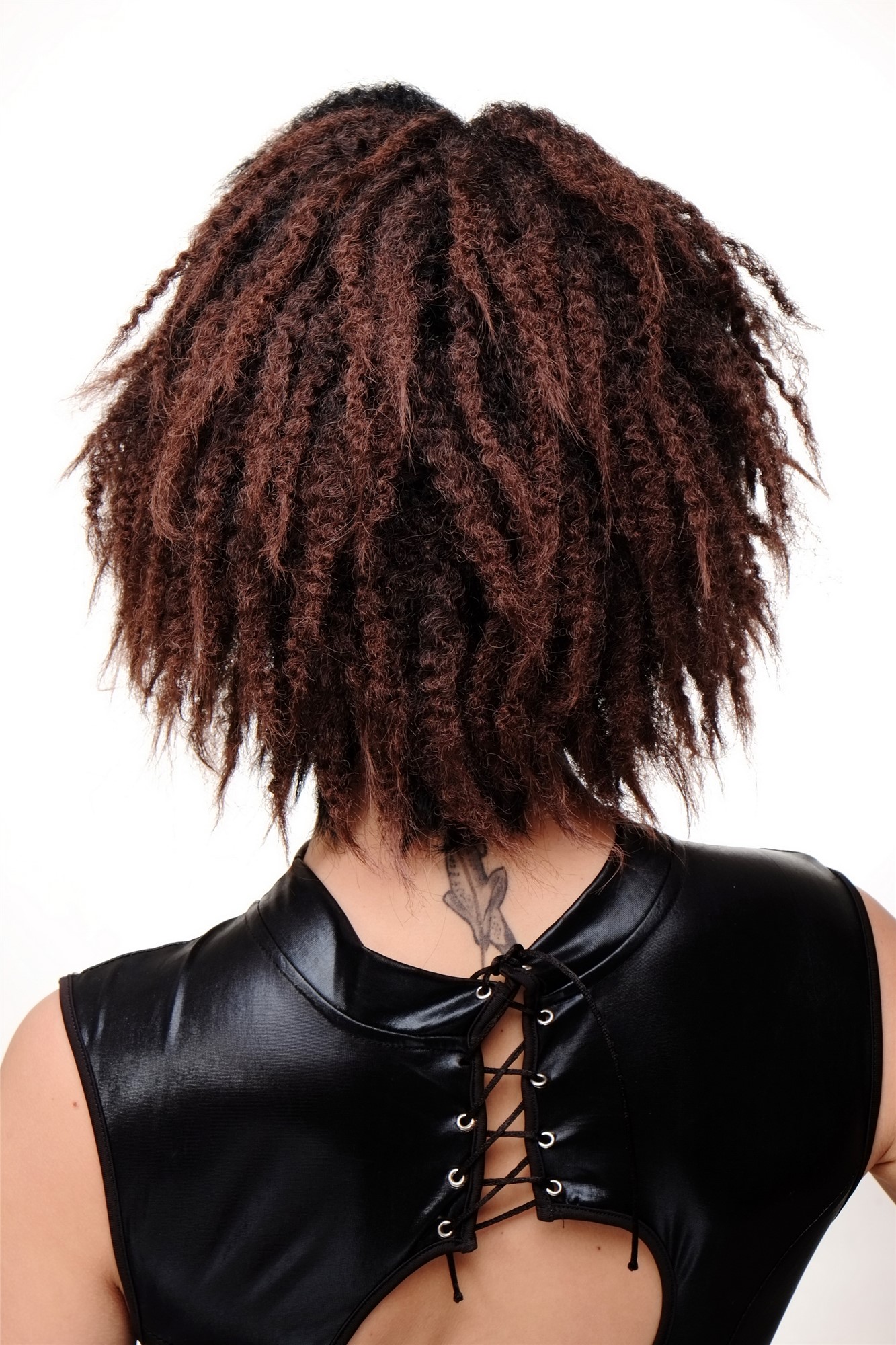 hochwertige Qualitätsperücken, Damenperücke Afro Krepplocken Schwarz Mahagoni Modell: GFW1836, Ansicht 3, WIG ME UP: Ihr Perücken Online Shop lockige Tressen-Perücke Schwarz-Braun-Mix schulterlange Haare für Damen