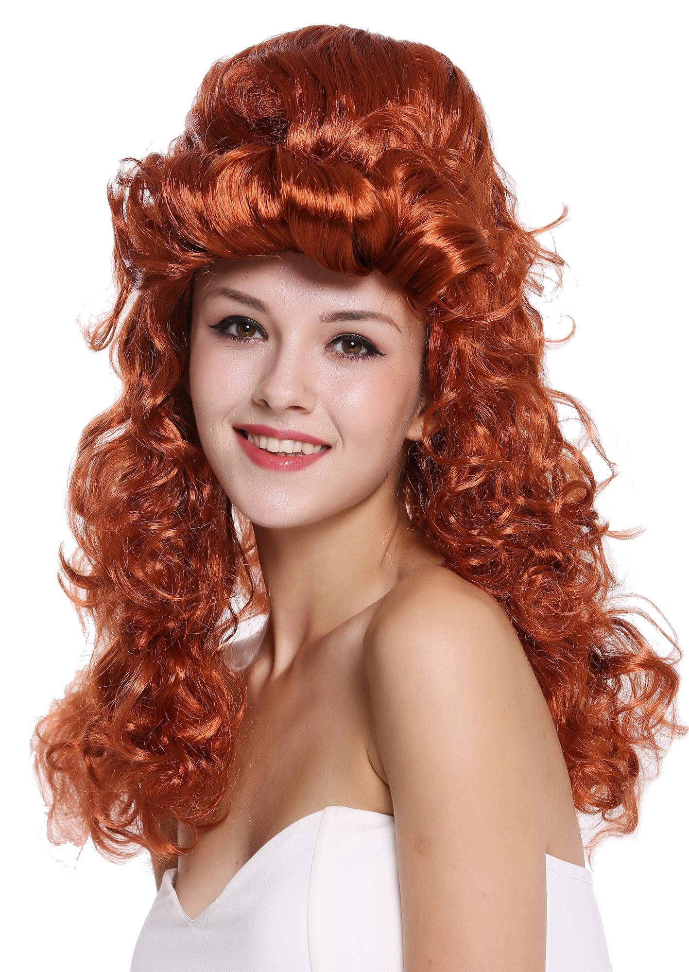 Wig Ladies Women Cosplay Baroque Renaissance Beehive bun long curls red  90904, view 3, WIG ME UP: Your Perücken Online Shop Party Wig, Ladies, Red, curled, long