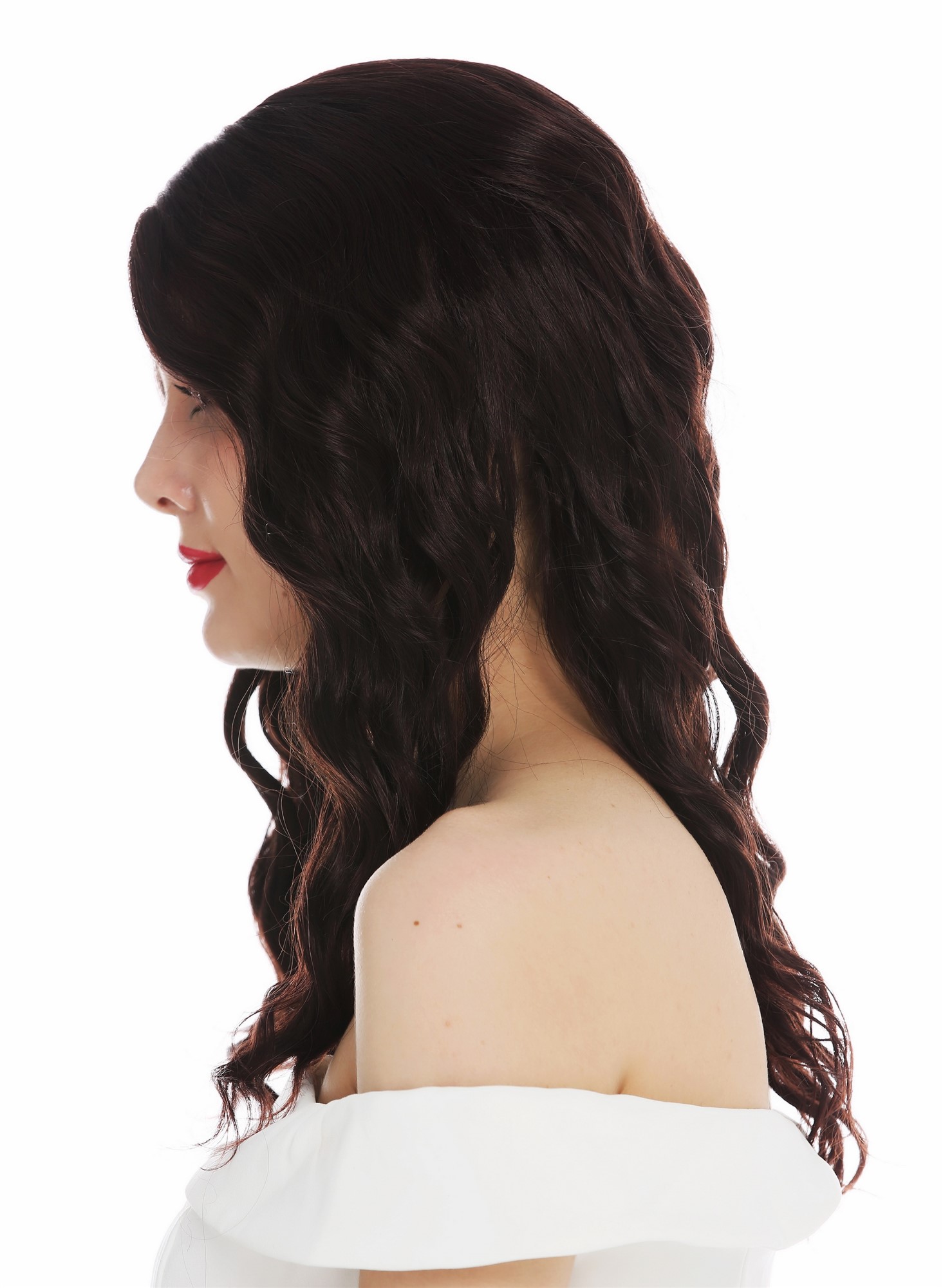 Women's wig ladies' wig long wavy water wave middle parting mahogany brown VK-9, view 3, WIG ME UP: Your Perücken Online Shop Quality Wigs, Ladies, black-brown mix, wavy, long