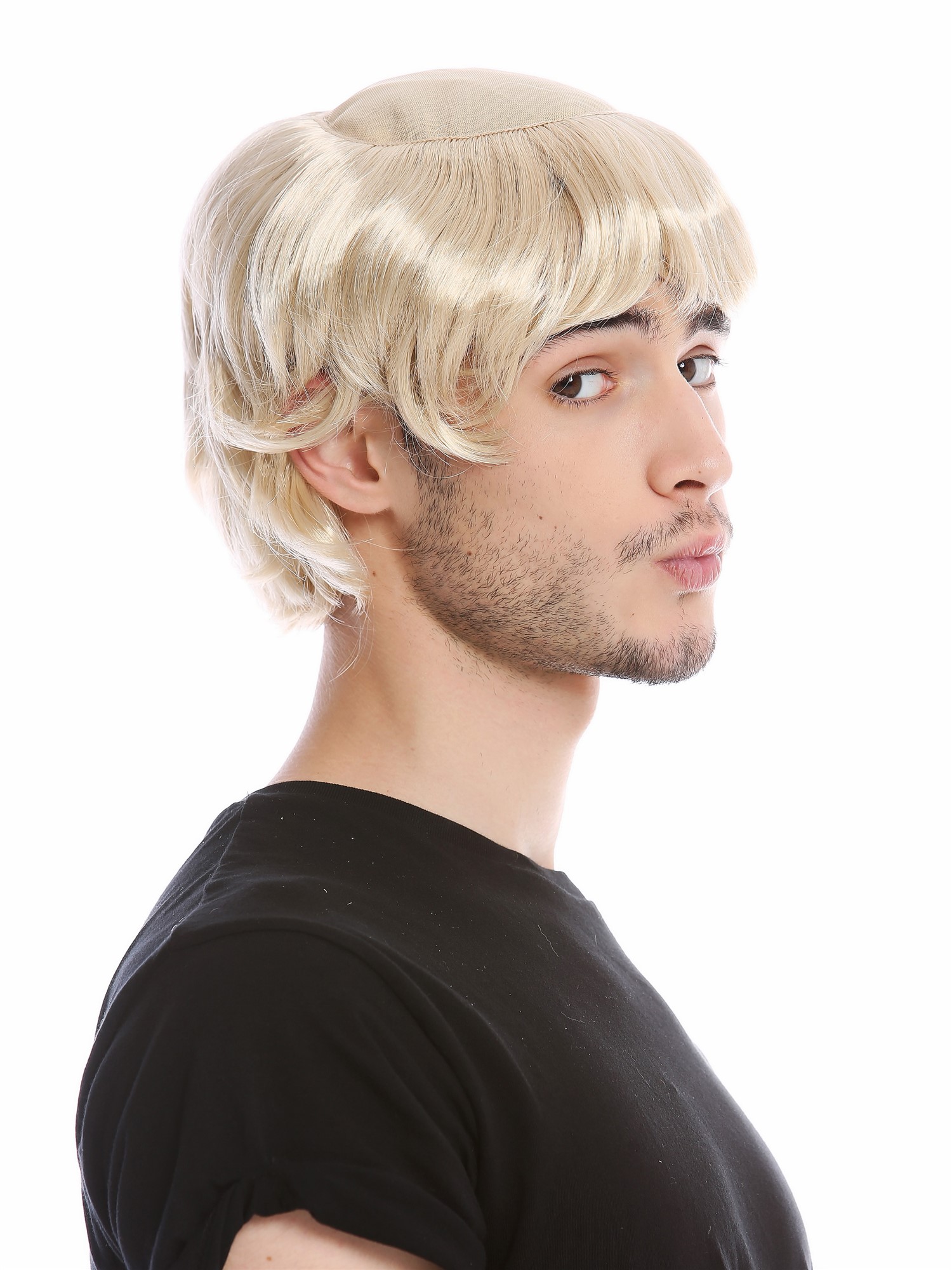 günstige Party Perücke, Perücke Mönch Tonsur Halbglatze Blond 90776-ZA83, Ansicht 2, WIG ME UP: Ihr Perücken Online Shop glatte Party Perücke Blond kurze Haare für Herren