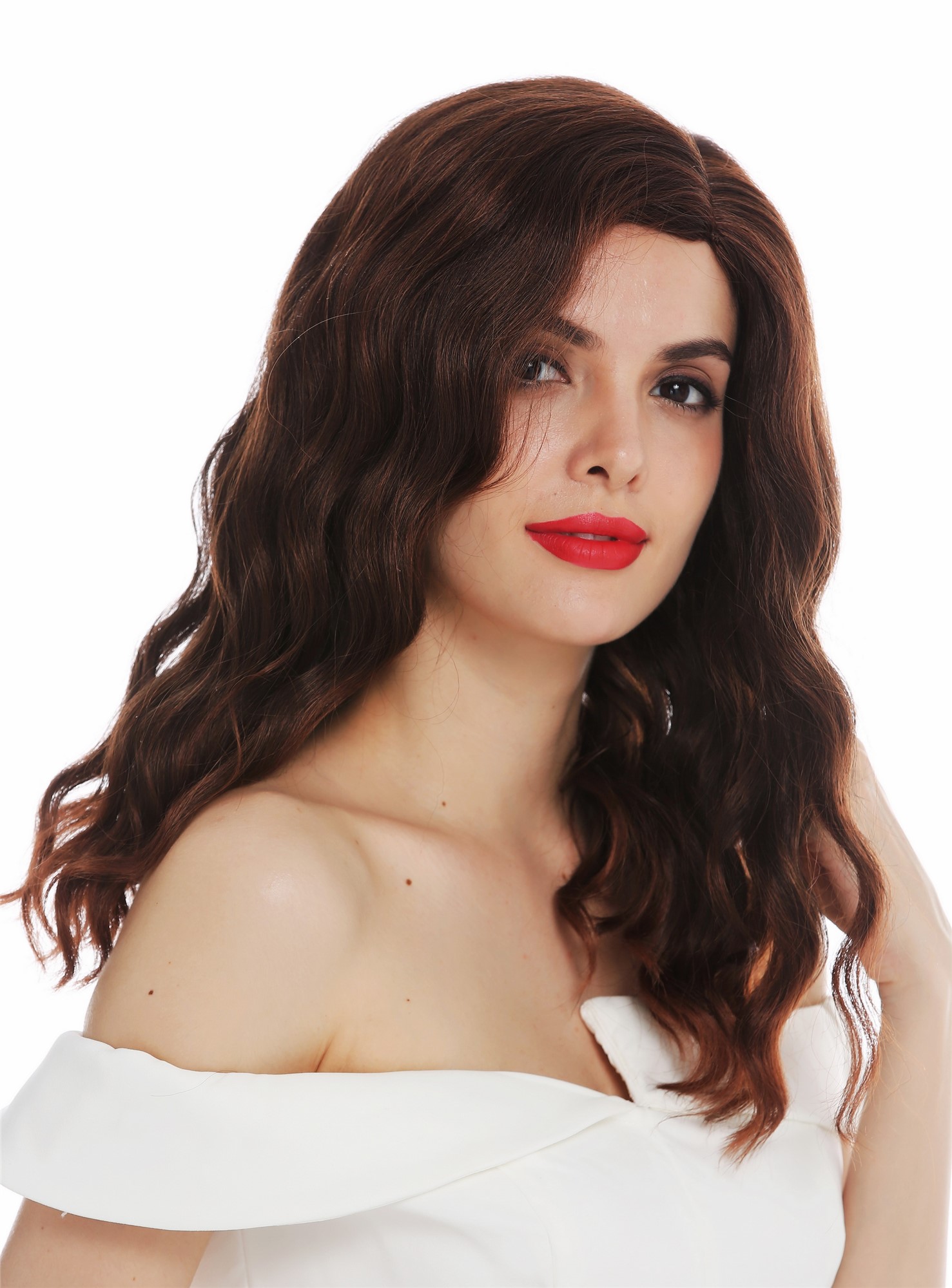 Quality Wigs, Ladies, black-brown mix, wavy, shoulder-length