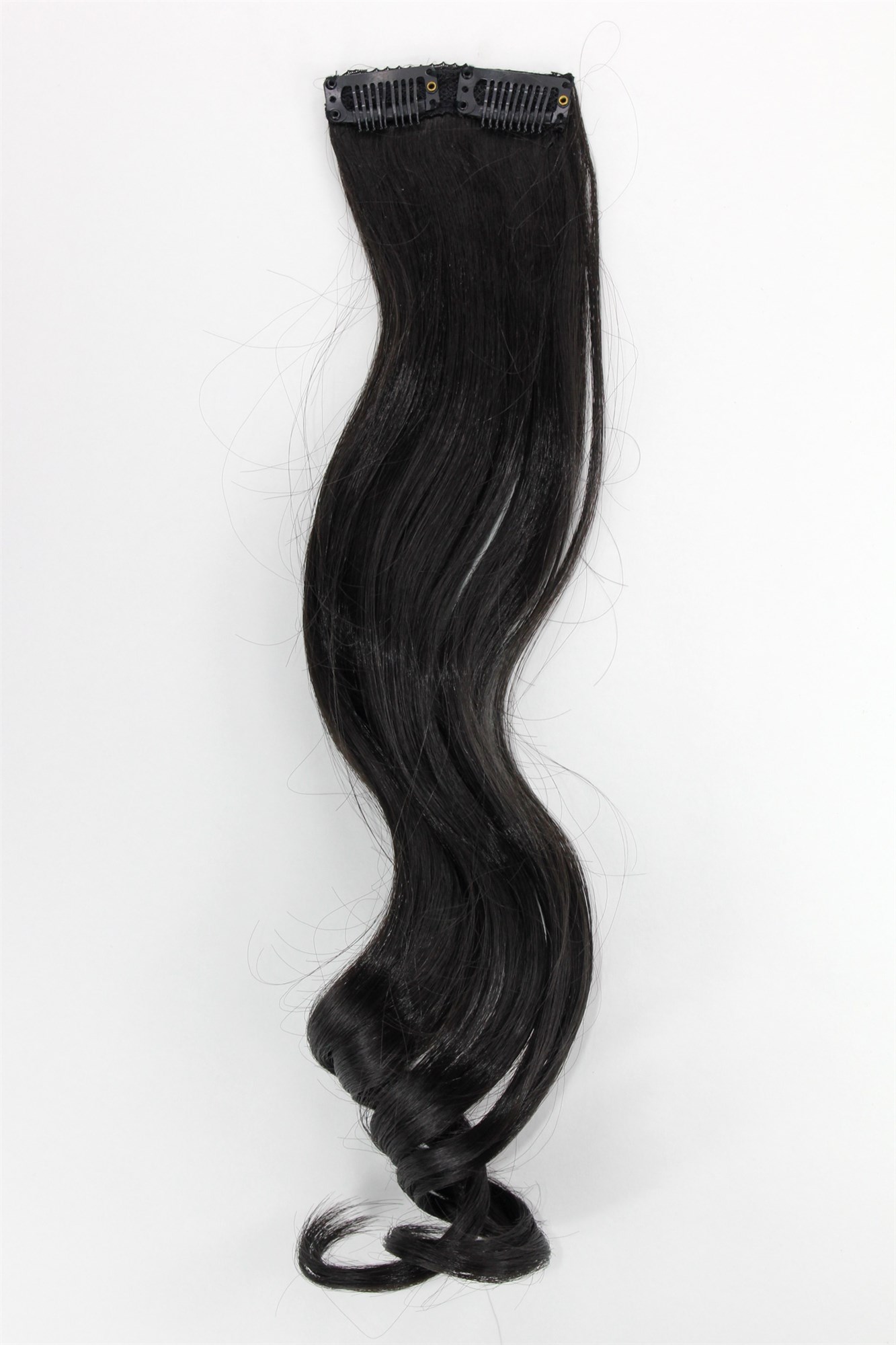 2 Clips Extension Strähne wellig 45 cm Schwarz YZF-P2C18-2, Ansicht 2, WIG ME UP: Ihr Perücken Online Shop wellige Extensions Schwarzbraun 45 cm lang