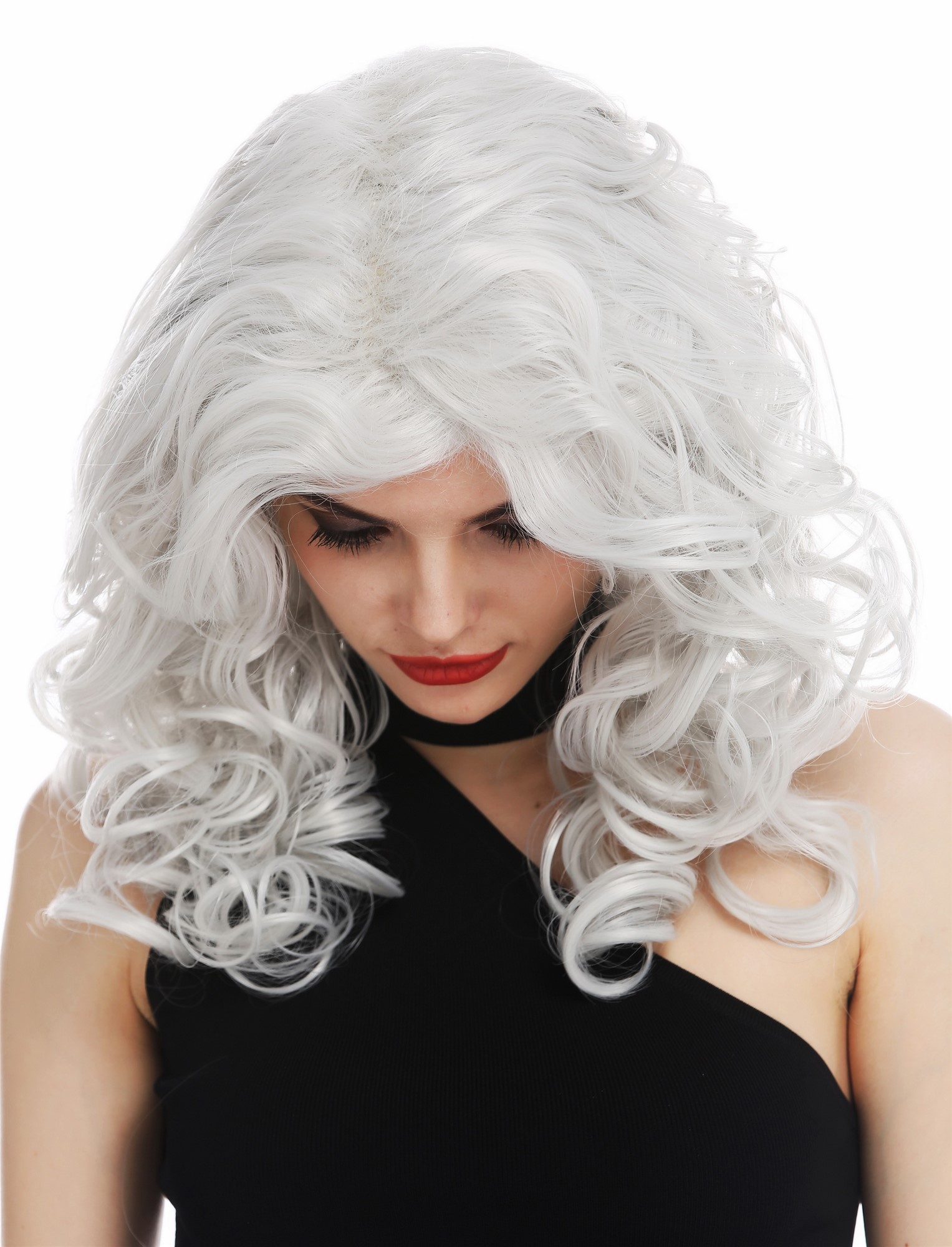 Lady wig long voluminous backcombed 80's pop diva light grey gray WL-3010, view 5, WIG ME UP: Your Perücken Online Shop Quality Wigs, Ladies, light gray, curled, shoulder-length