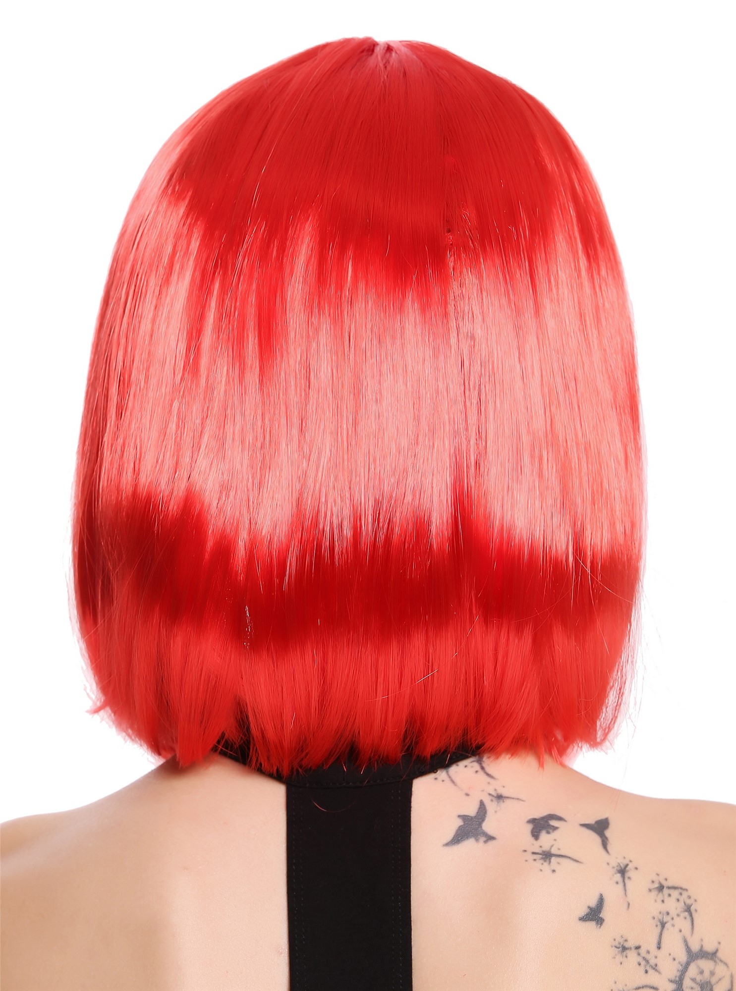 günstige Party Perücke, Perücke Bob-Frisur Longbob glatt Pony Rot 0073-3-PC13, Ansicht 2, WIG ME UP: Ihr Perücken Online Shop glatte Party Perücke Rot schulterlange Haare für Damen