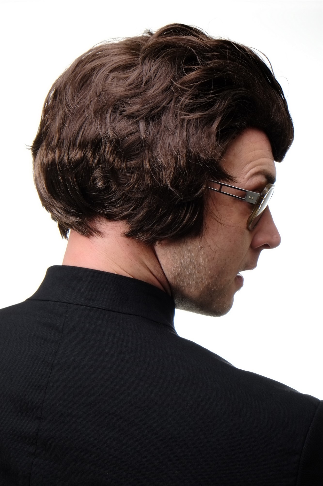 Halloween Wig Old Rockabilly Horror Punk Quiff 50ies Vampire Dracula brown 45874, view 4, WIG ME UP: Your Perücken Online Shop Party Wig, Men, Brown, wavy, short