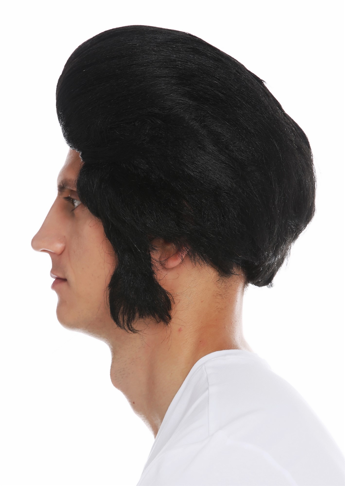 Wig carnival Halloween men man 50's Rockabilly black side burns quiff 7105, view 3, WIG ME UP: Your Perücken Online Shop Party Wig, Men, pitch black, straight, short