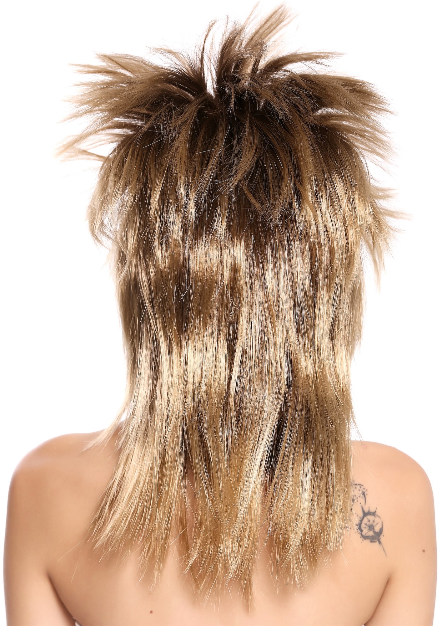 Men & Ladies Party Wig 80s Punk Wave Pop Star Brown Mix Halloween 90891, view 3, WIG ME UP: Your Perücken Online Shop Party Wig, Unisex, Brown, straight, shoulder-length