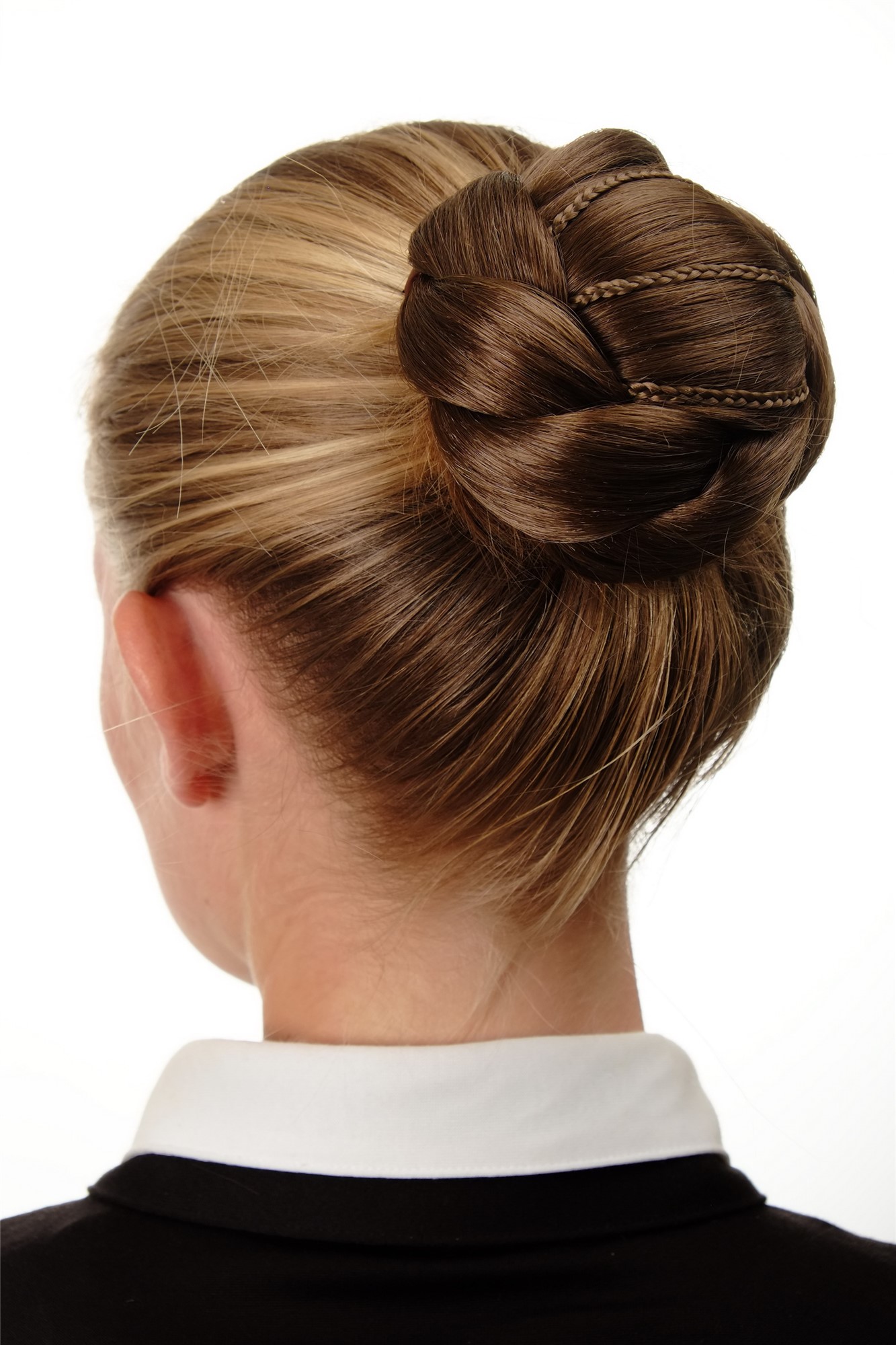 Hair Bun, golden brown, Braided, short