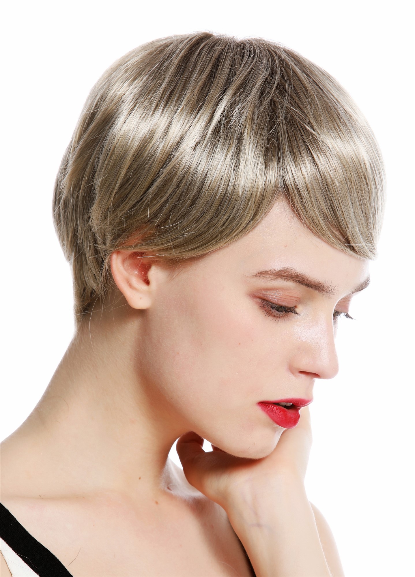 hochwertige Qualitätsperücken, Perücke kurz burschikos Hellbraun Blond Gesträhnt VK-32-18T22, Ansicht 3, WIG ME UP: Ihr Perücken Online Shop glatte Tressen-Perücke Braun-Blond-Mix kurze Haare für Damen