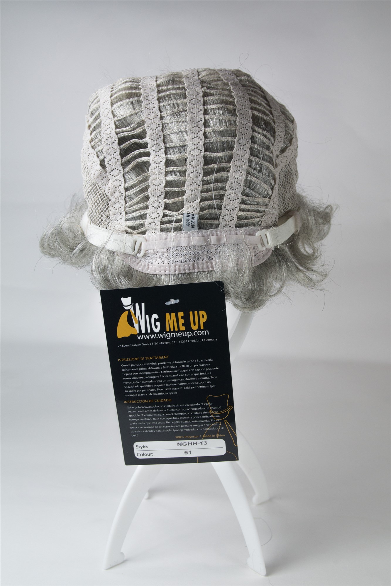 Lady wig real human hair women short wavy stylish silver grey gray NG-HH, view 5, WIG ME UP: Your Perücken Online Shop Quality Wigs, Unisex, silver gray with a small amount of black, wavy, short, 100% Human Hair