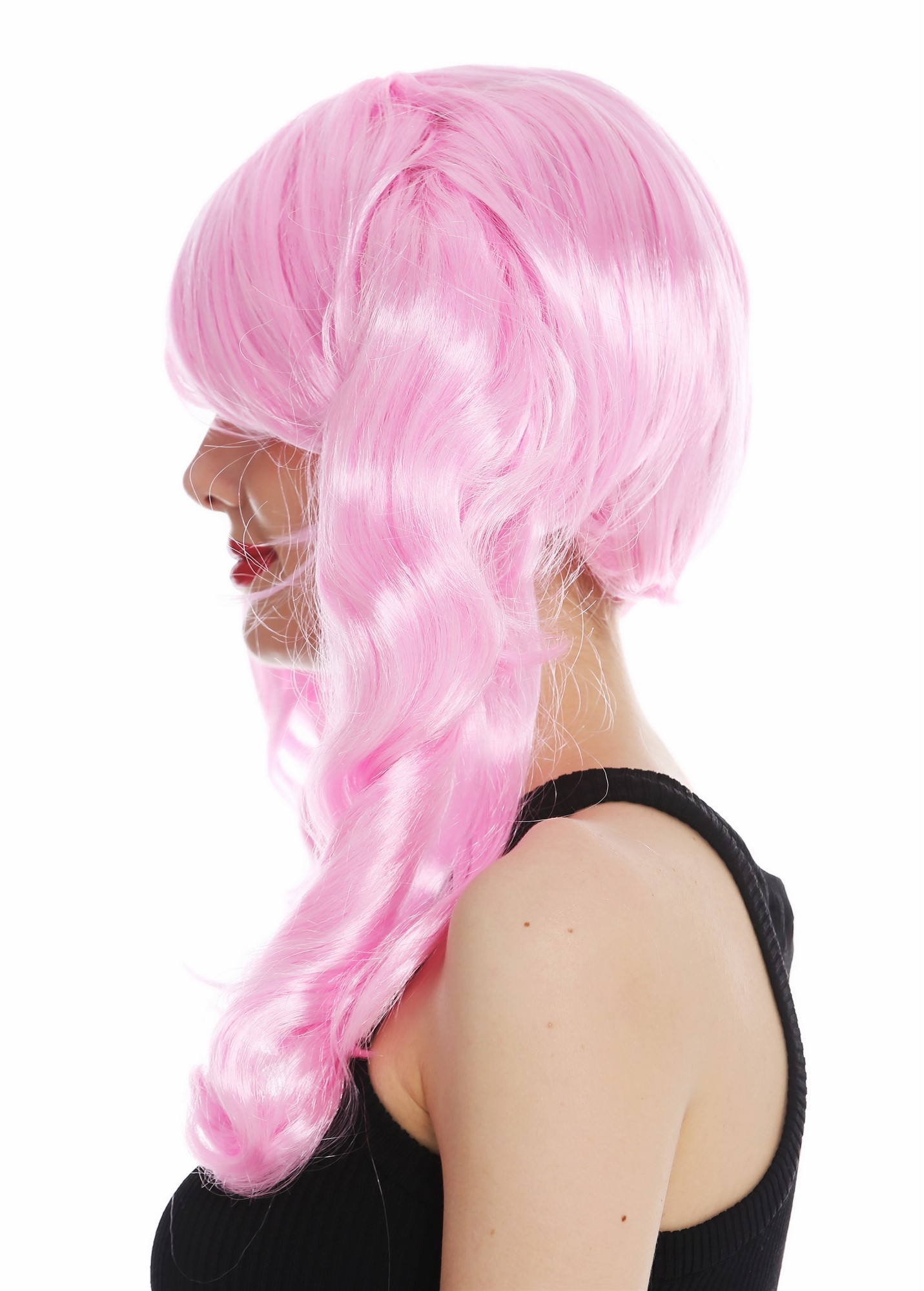 günstige Party Perücke, Perücke Zöpfe Pink Rosa Gothic Lolita 31651-PC28, Ansicht 3, WIG ME UP: Ihr Perücken Online Shop lockige Party Perücke Hellrosa schulterlange Haare für Damen