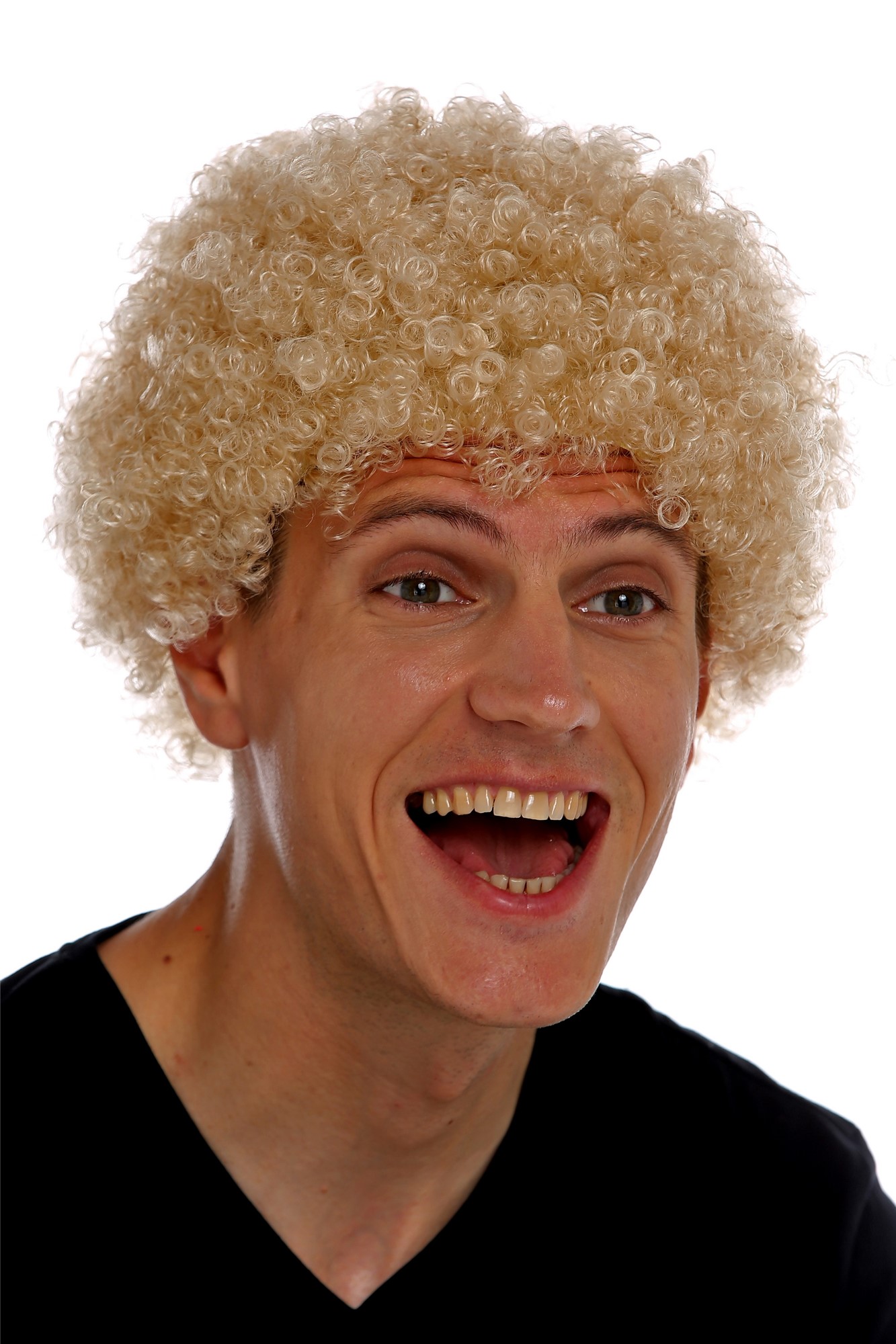 Wig carnival men women clown short afro frizzy curly frizzy head blonde MMAM-9M, view 3, WIG ME UP: Your Perücken Online Shop Party Wig, Unisex, champagne blonde, curled, short
