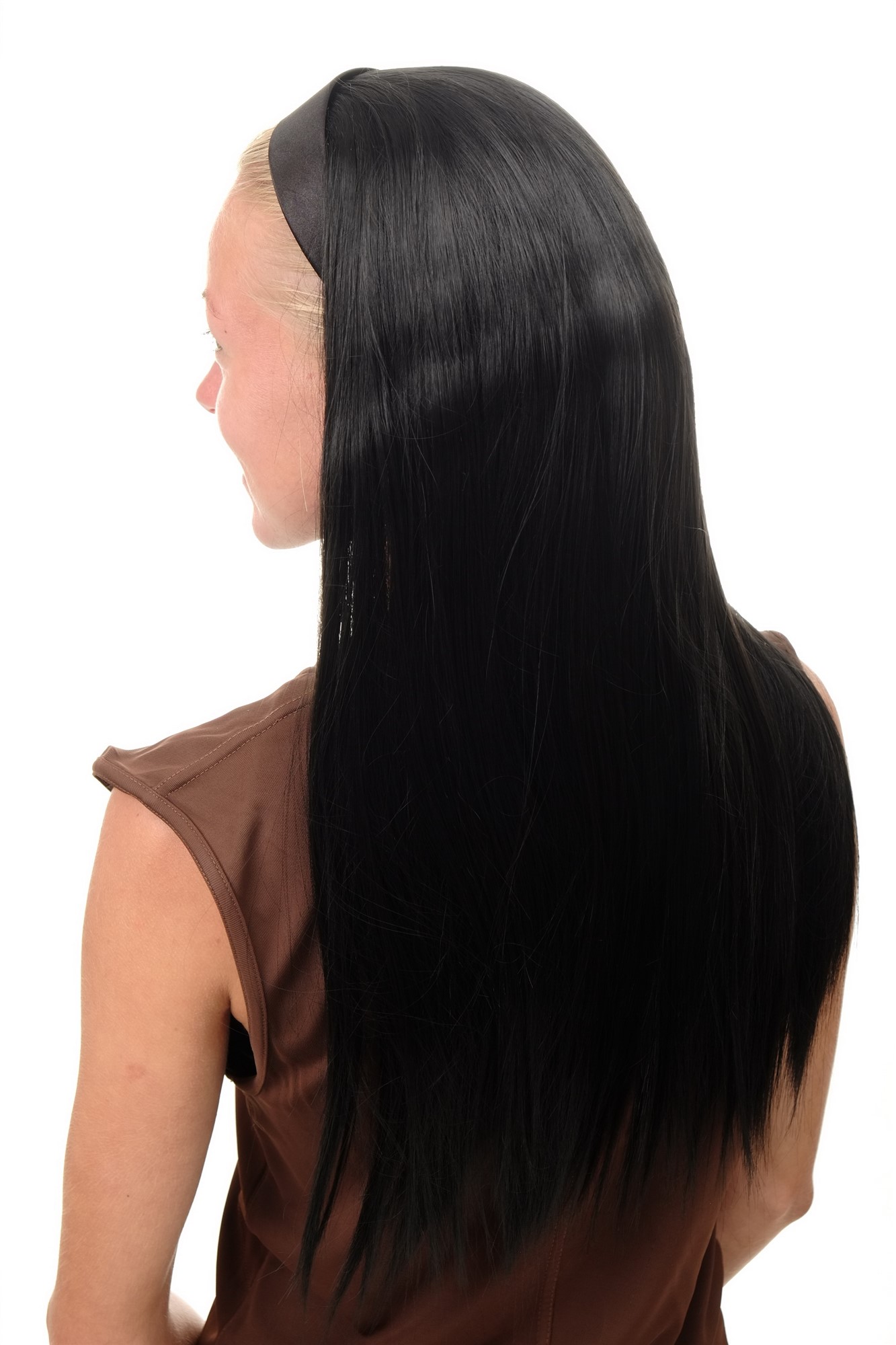 Hair Circlets, velvet black, straight, long