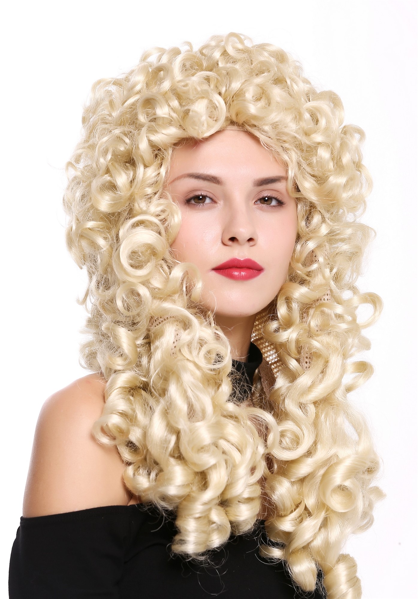 Wig women men Baroque renaissance king nobleman long curls curly platinum blonde, front view, WIG ME UP: Your Perücken Online Shop Quality Wigs, Men, platinum blonde, curled, long