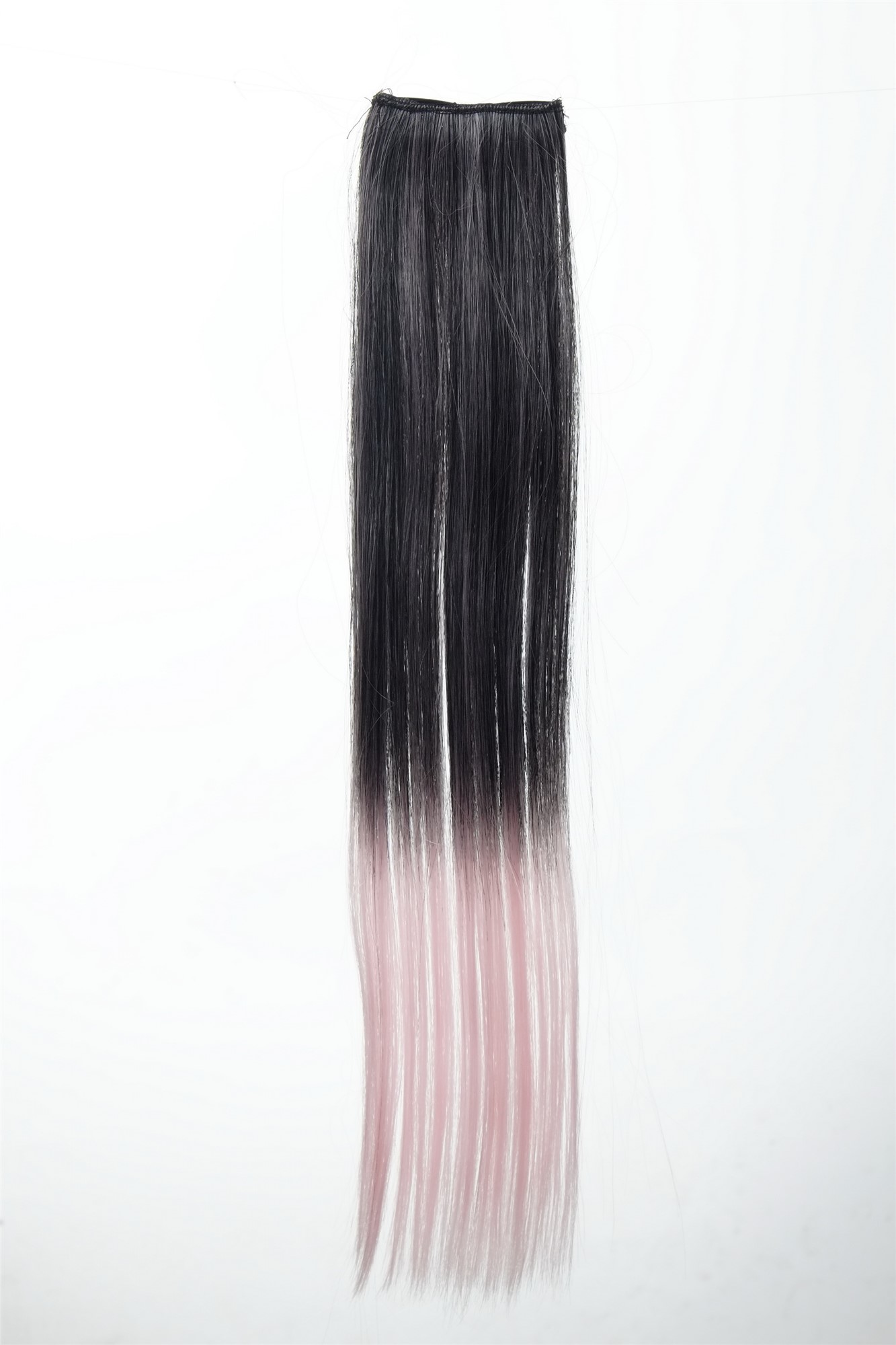 glatte Extensions Samtschwarz-Hellrosa-Mix 45 cm lang